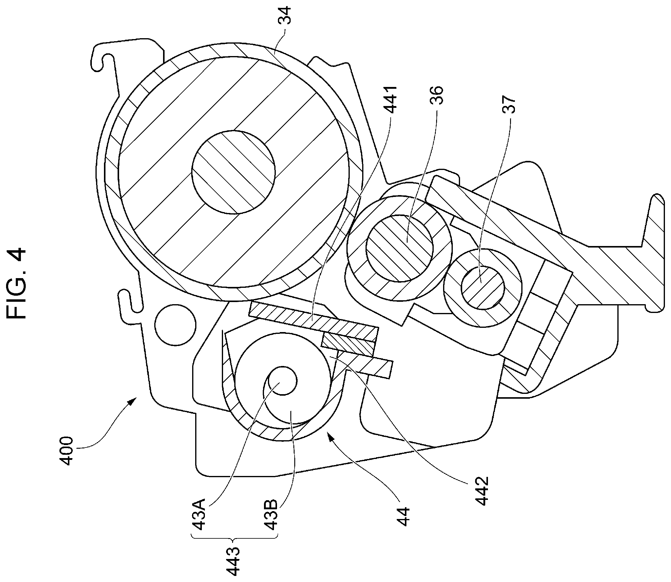 Patent US12591196 Figure 4 – Image forming apparatus with user operated cover for removable unit