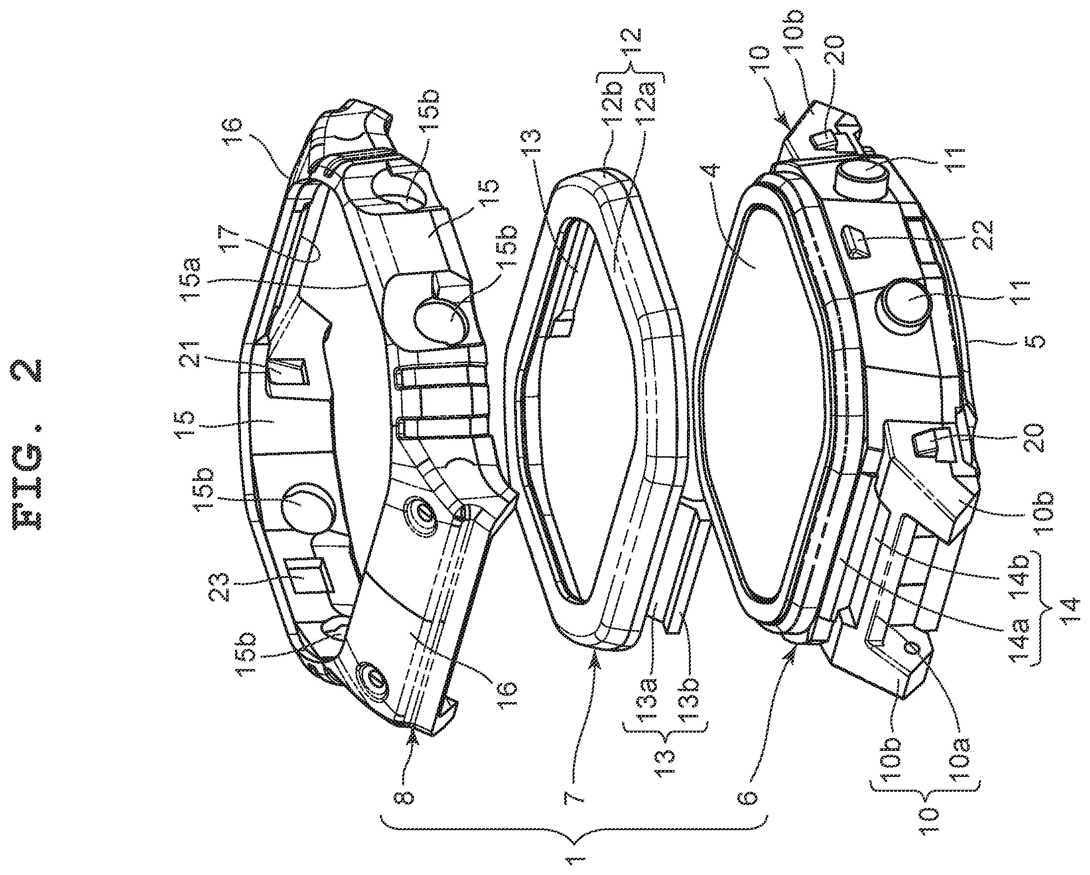 Patent US12591205 Figure 2 – Exterior member, case and timepiece