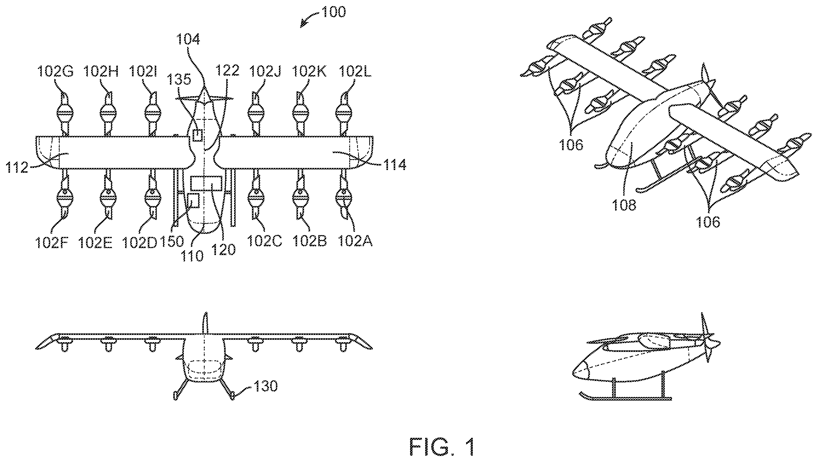Patent US12591245 Figure 1 – Aircraft with pusher propeller