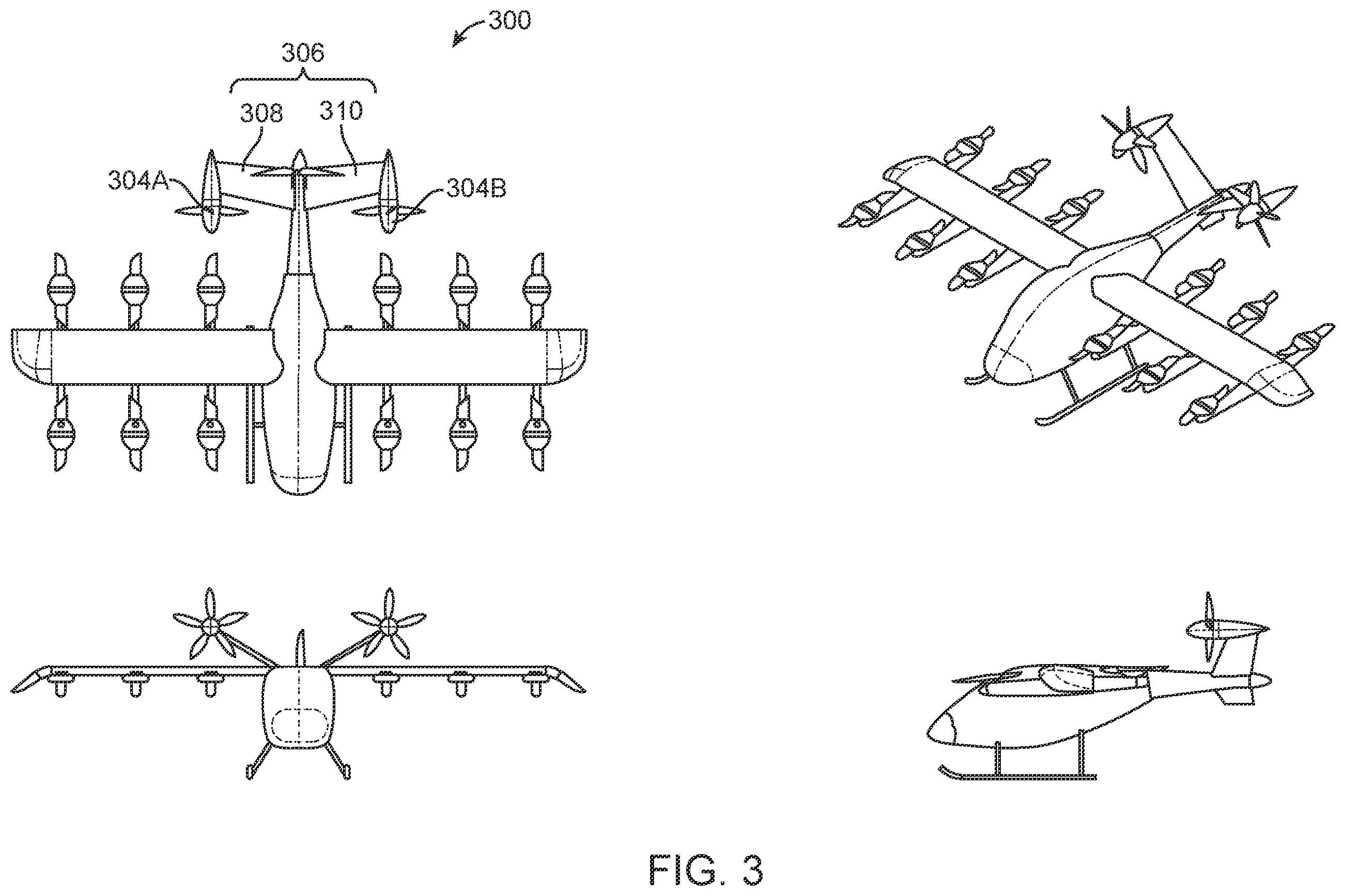Patent US12591245 Figure 3 – Aircraft with pusher propeller