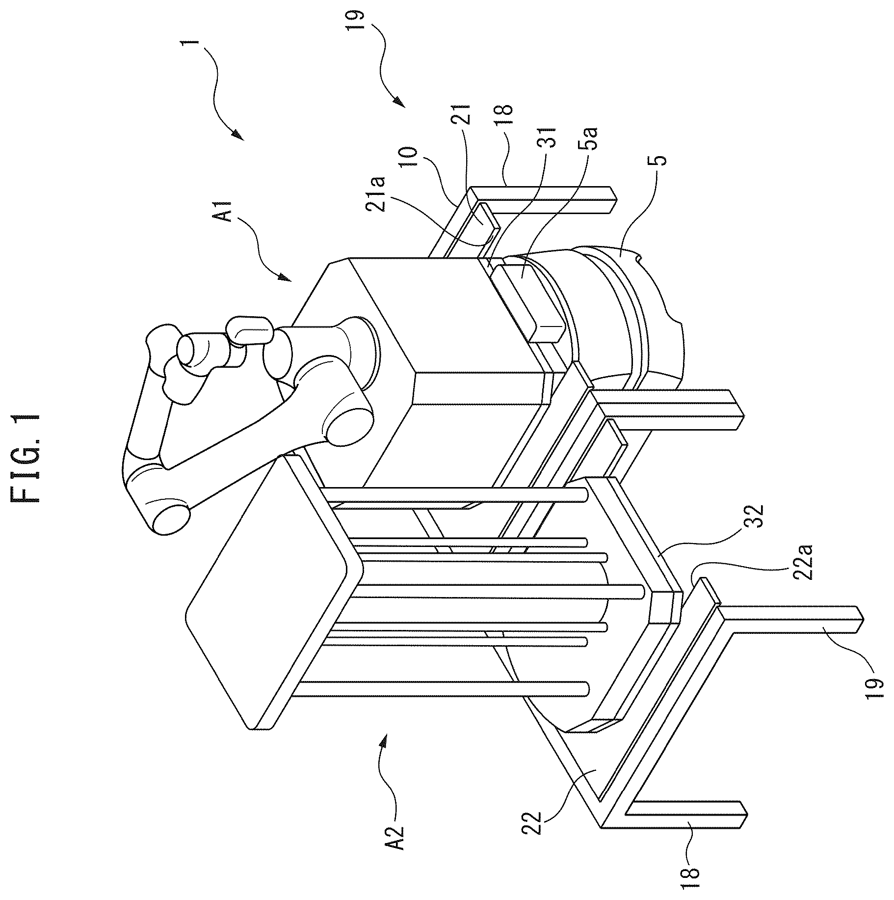 Patent US12591256 Figure 1 – Work unit replacement system and work unit replacement station