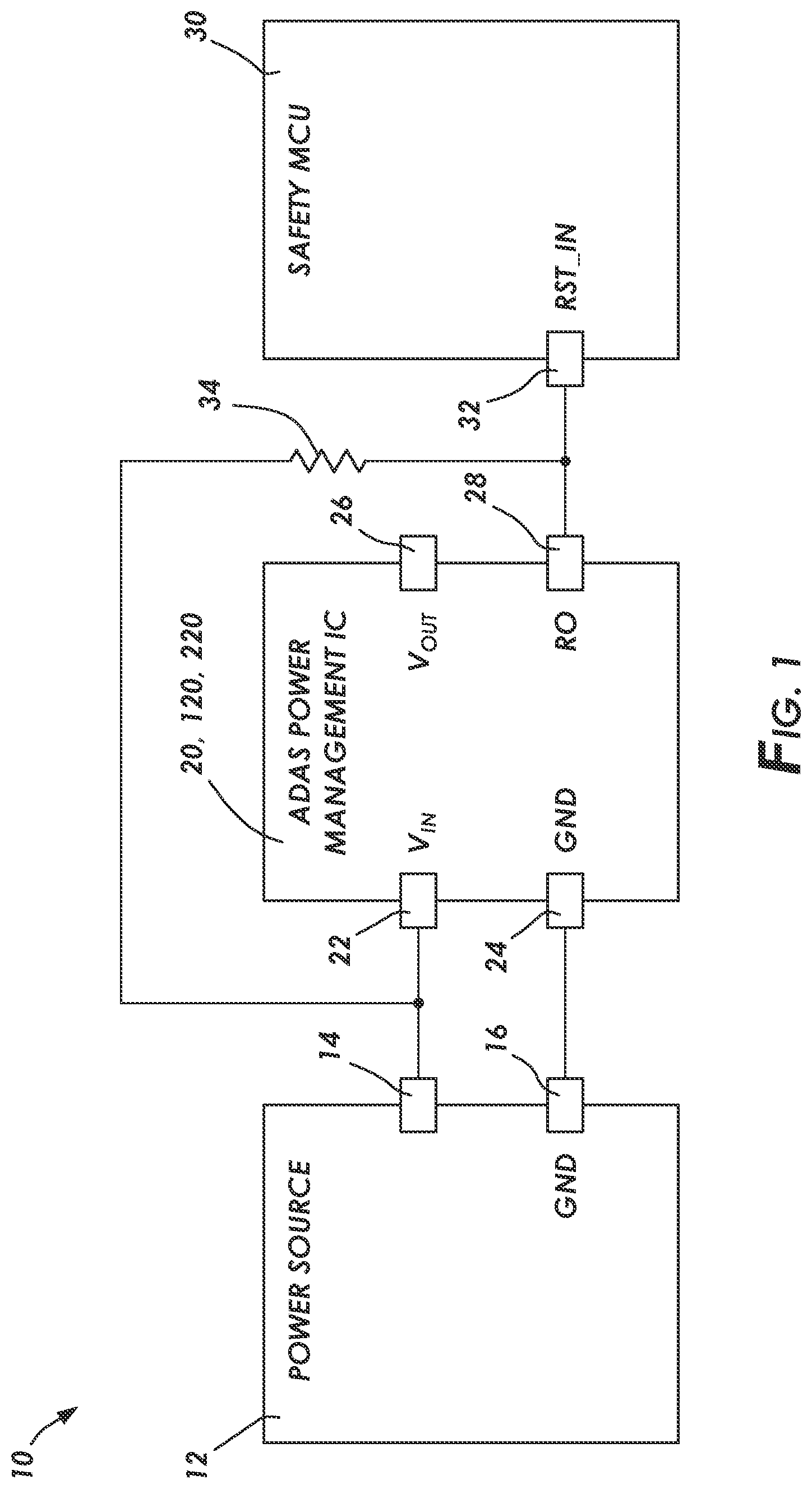 Patent US12591281 — Reset output with open drain configuration for functional safety (FUSA) applications — Figure 1