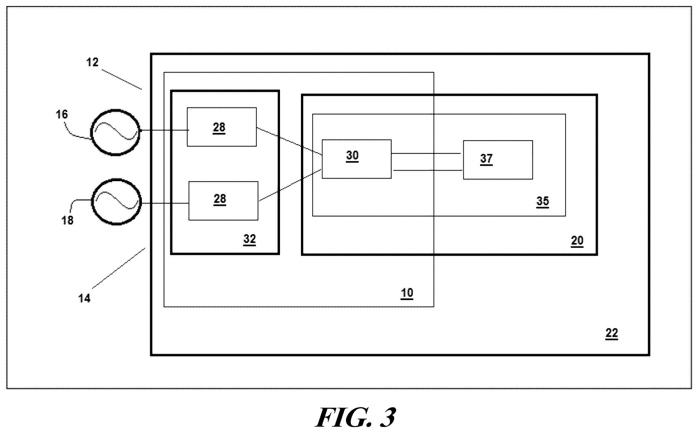 Patent US12591283 Figure 3 – Arrangement of first stage power factor correction circuit and second stage dc/dc converter between package and motherboard of it equipment