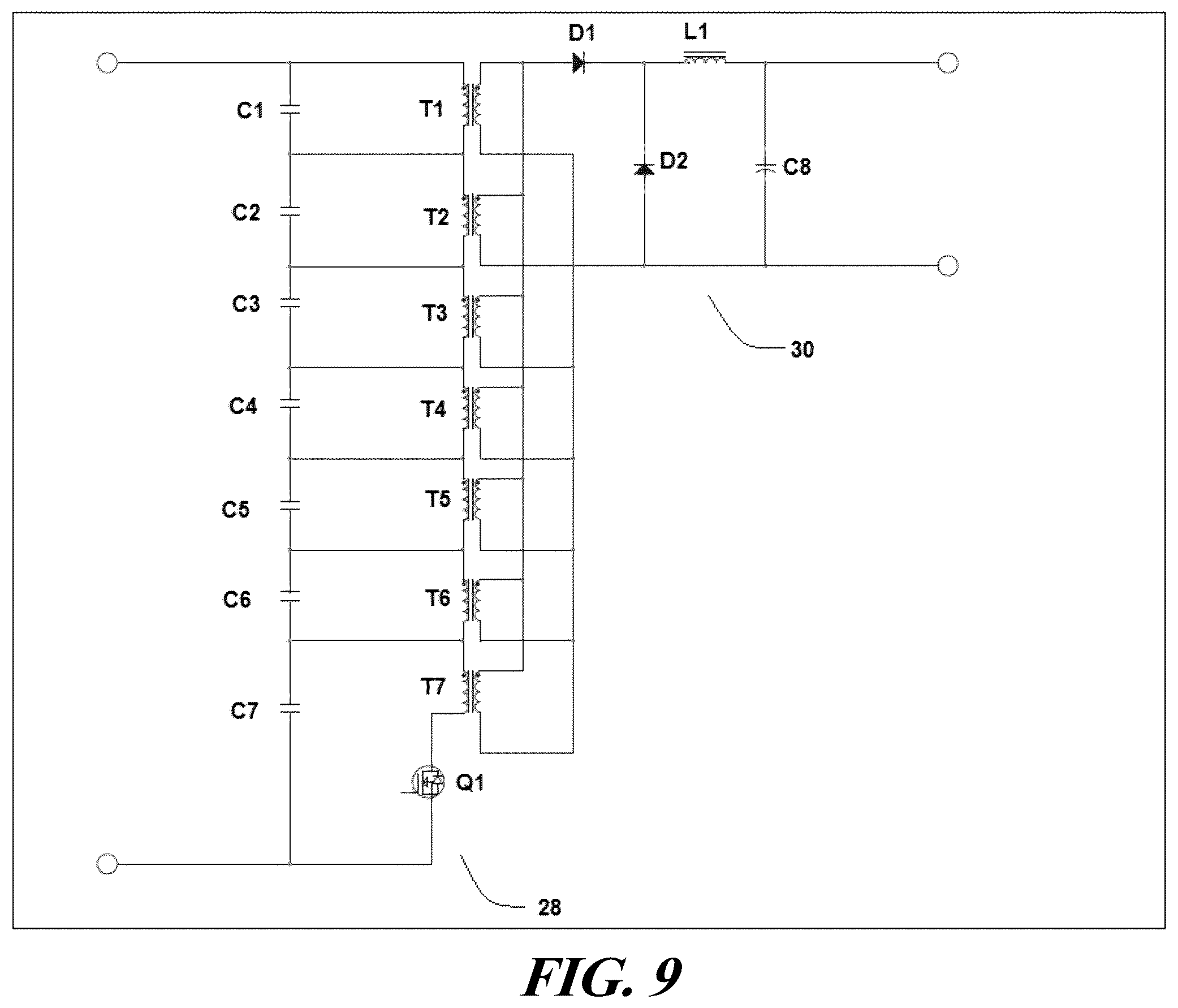 Patent US12591283 Figure 9 – Arrangement of first stage power factor correction circuit and second stage dc/dc converter between package and motherboard of it equipment