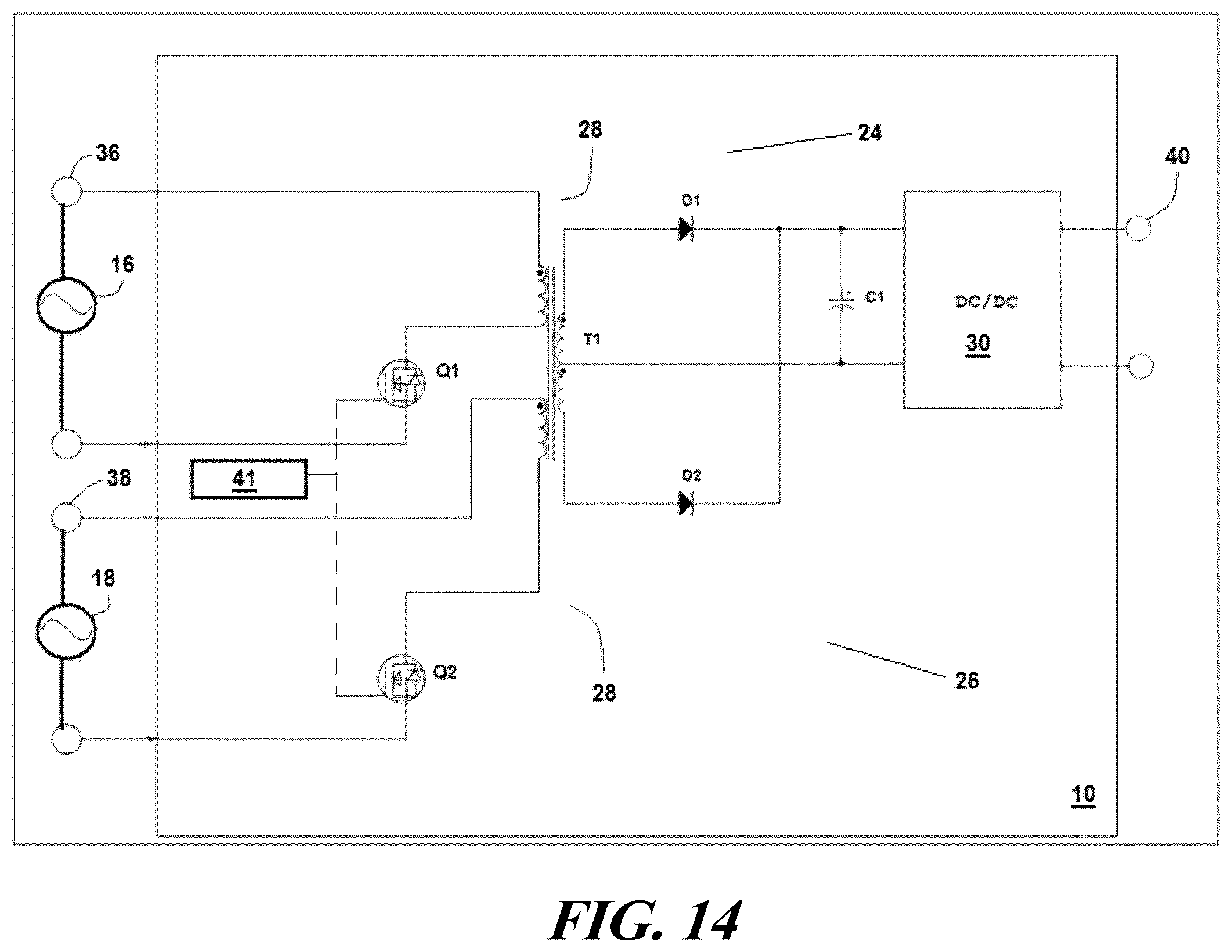 Patent US12591283 Figure 14 – Arrangement of first stage power factor correction circuit and second stage dc/dc converter between package and motherboard of it equipment