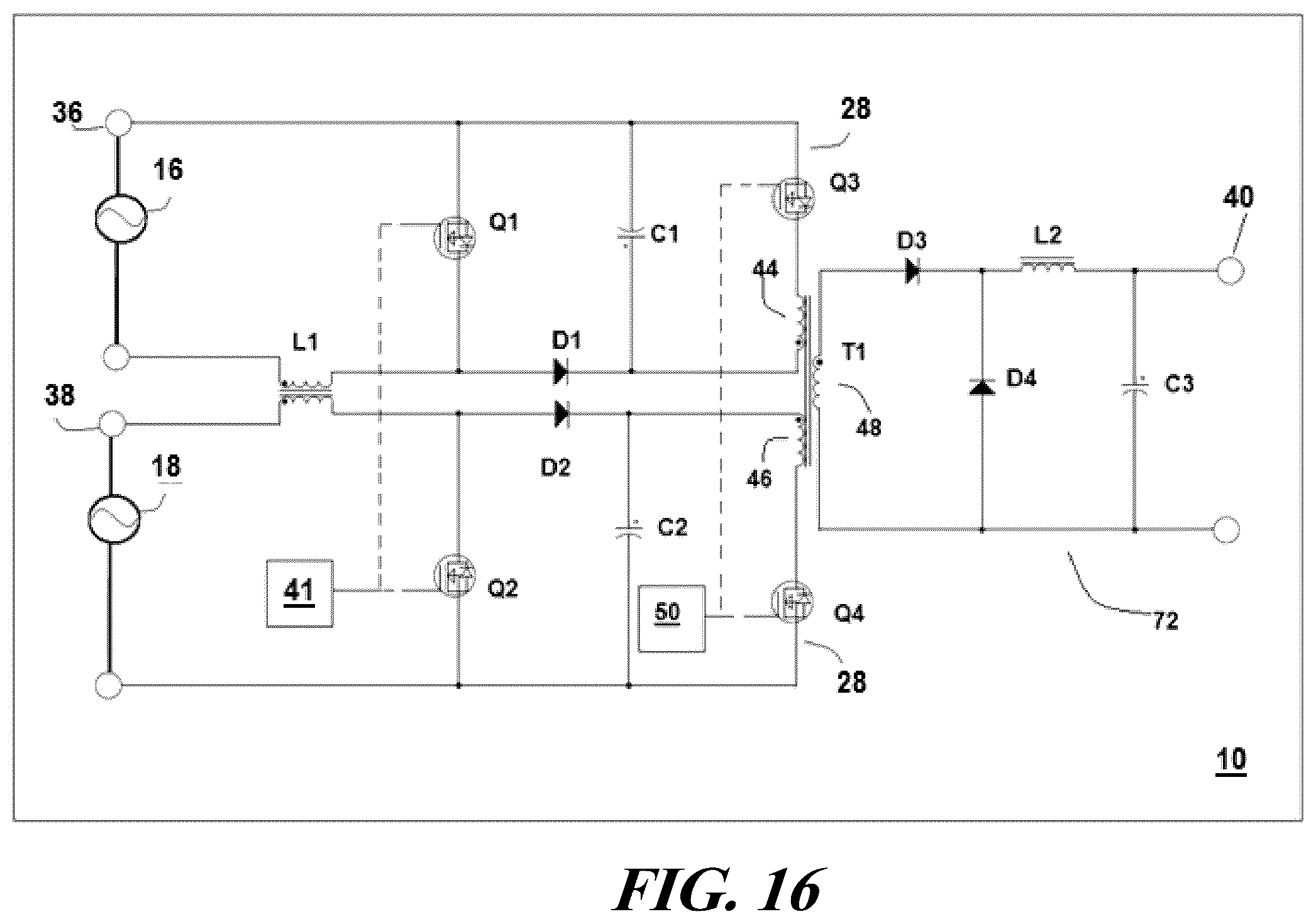 Patent US12591283 Figure 16 – Arrangement of first stage power factor correction circuit and second stage dc/dc converter between package and motherboard of it equipment