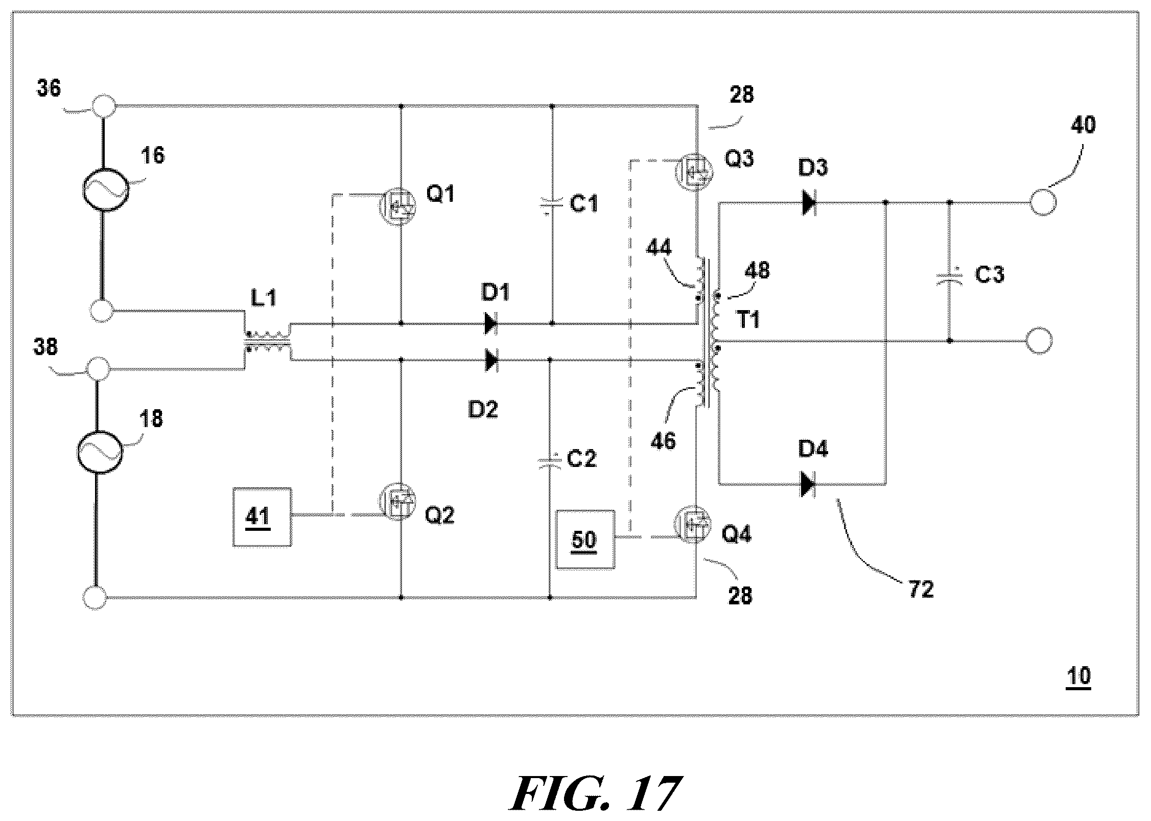 Patent US12591283 Figure 17 – Arrangement of first stage power factor correction circuit and second stage dc/dc converter between package and motherboard of it equipment