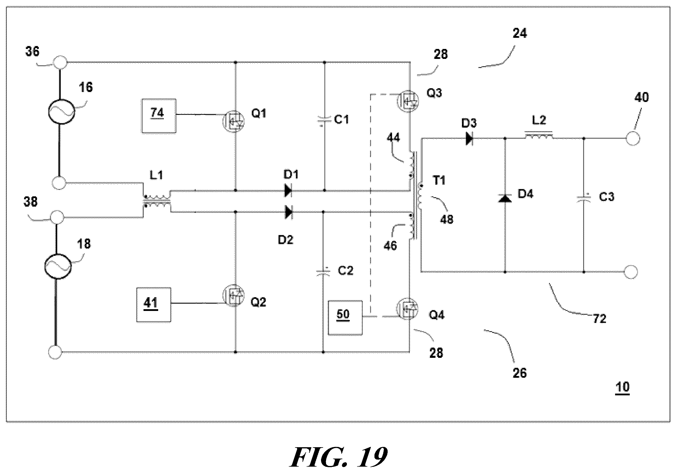 Patent US12591283 Figure 19 – Arrangement of first stage power factor correction circuit and second stage dc/dc converter between package and motherboard of it equipment