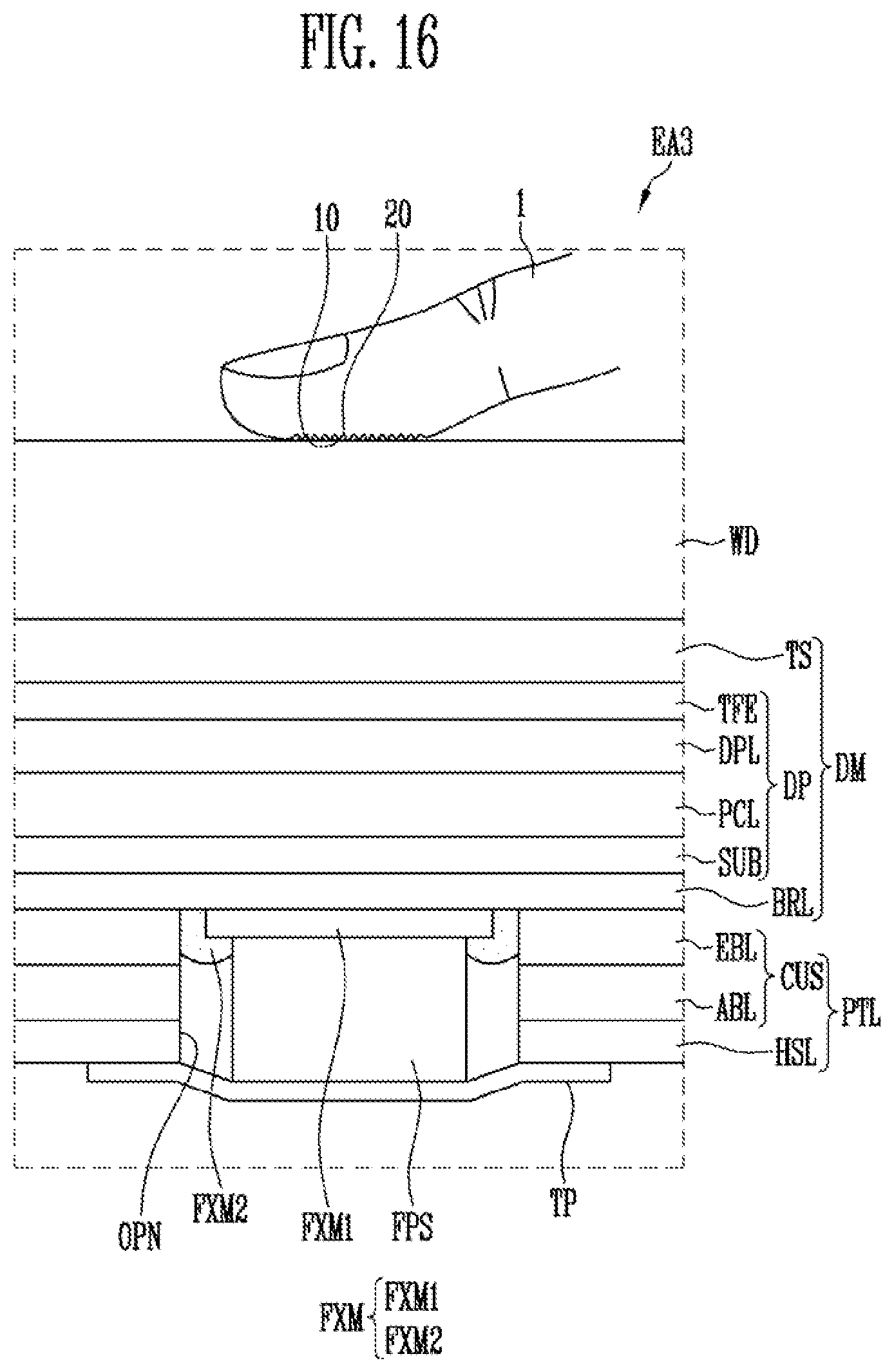 Patent US12591325 Figure 13 – Display device including a finger print sensor