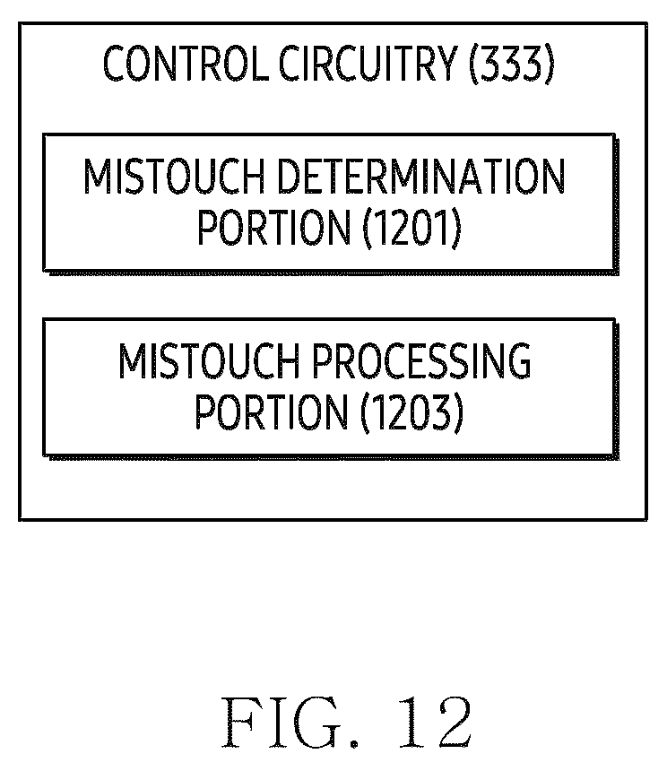Patent US12591328 Figure 12 – Electronic device including display including touch circuit that processes contact of external object