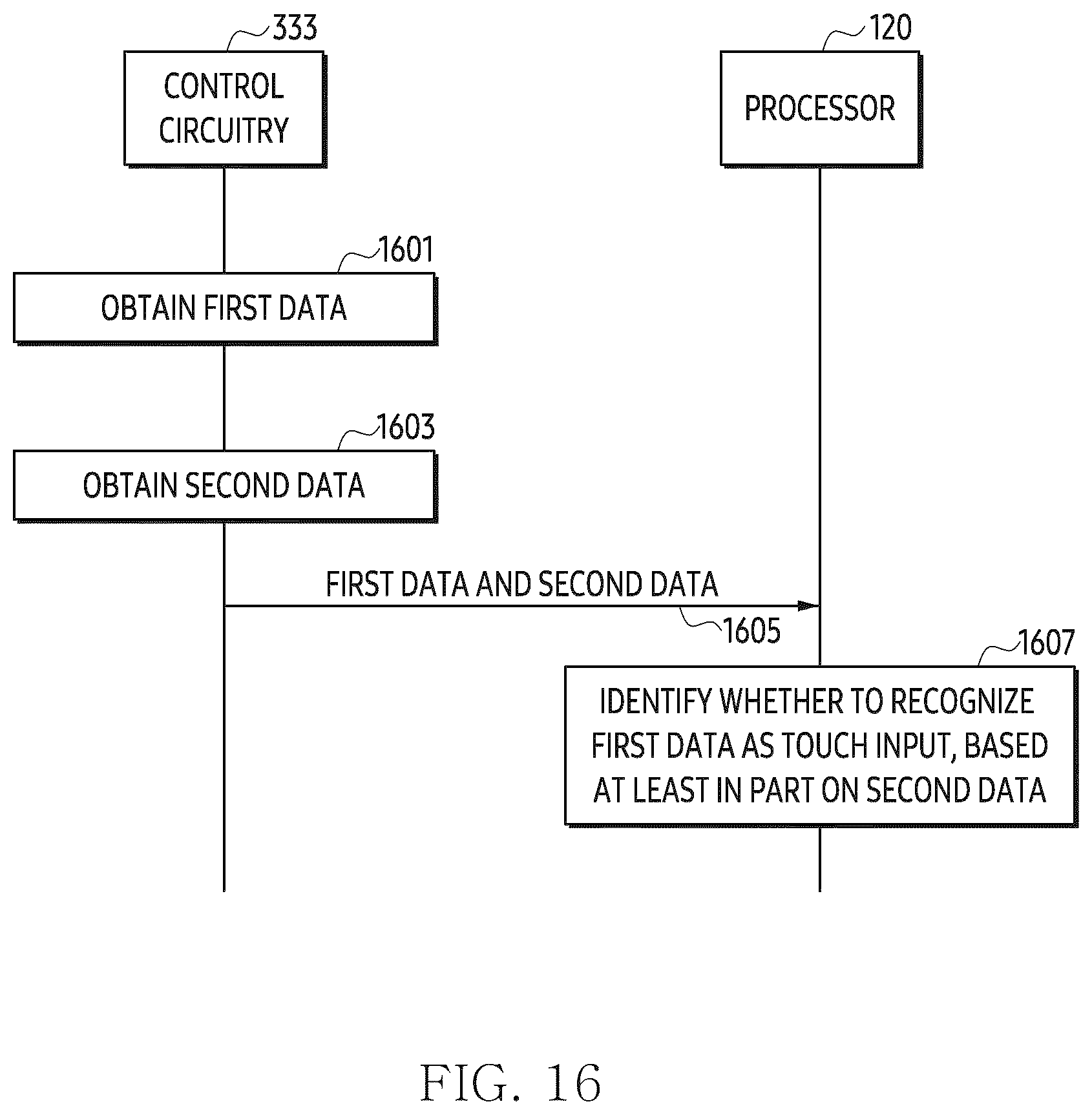 Patent US12591328 Figure 16 – Electronic device including display including touch circuit that processes contact of external object