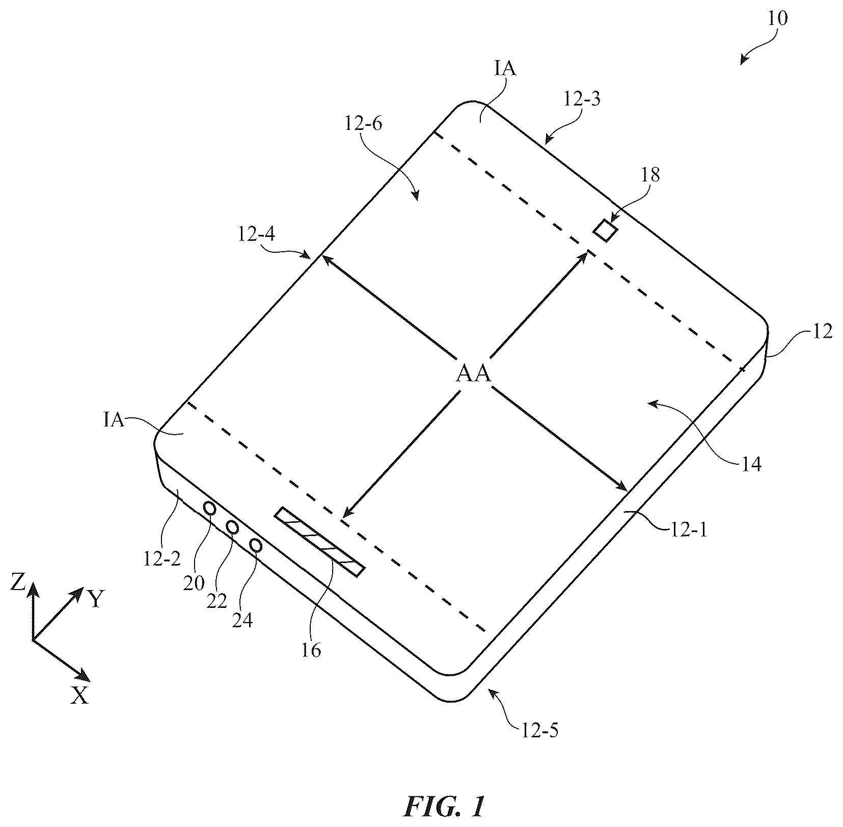 Patent US12591330 Figure 1 – Electronic devices with display and touch sensor structures