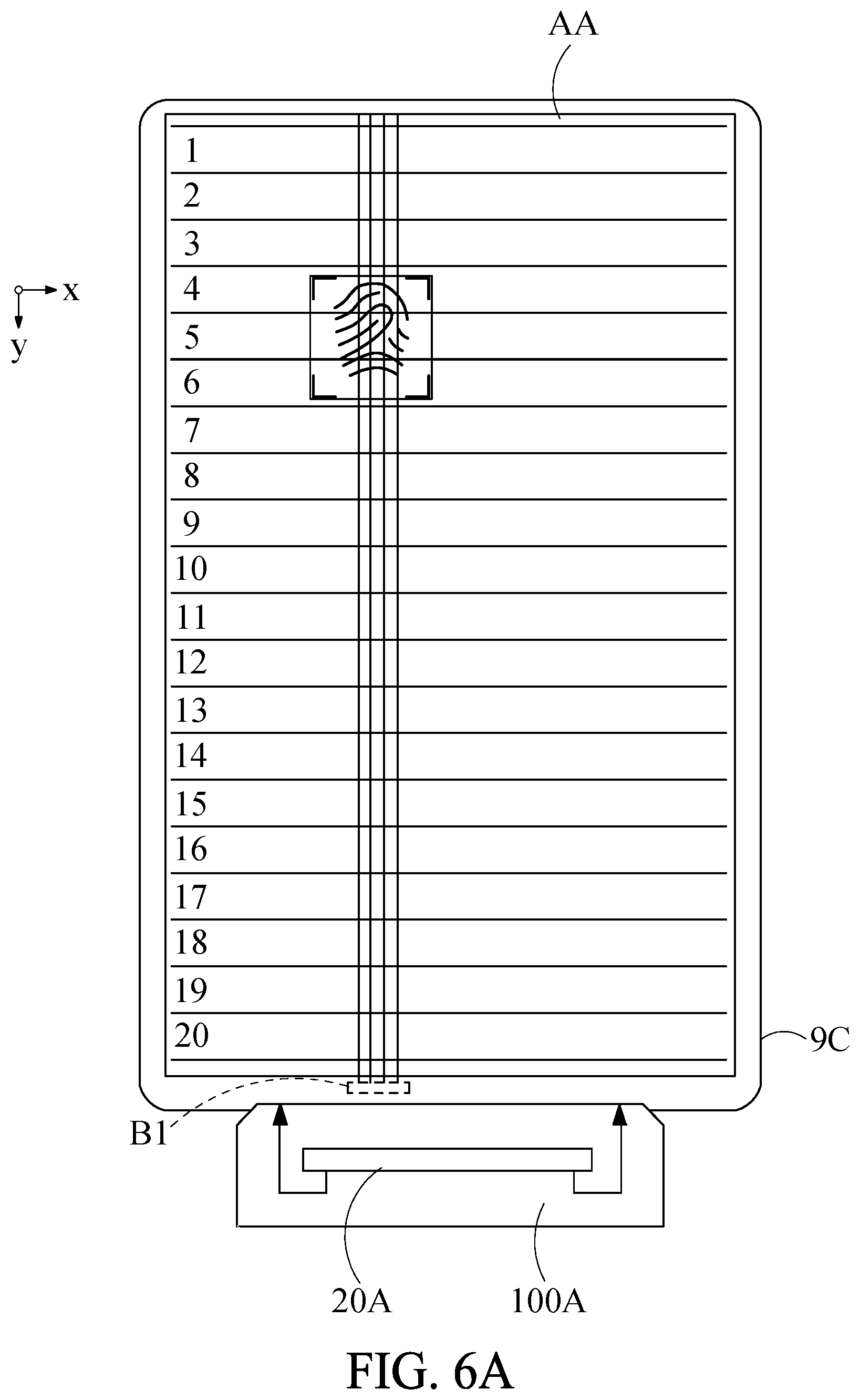 Patent US12591332 Figure 6 – Single-chip device for driving a panel including fingerprint sensing pixels, display pixels and touch sensors, electronic module therefor, and electronic apparatus including the single-chip device