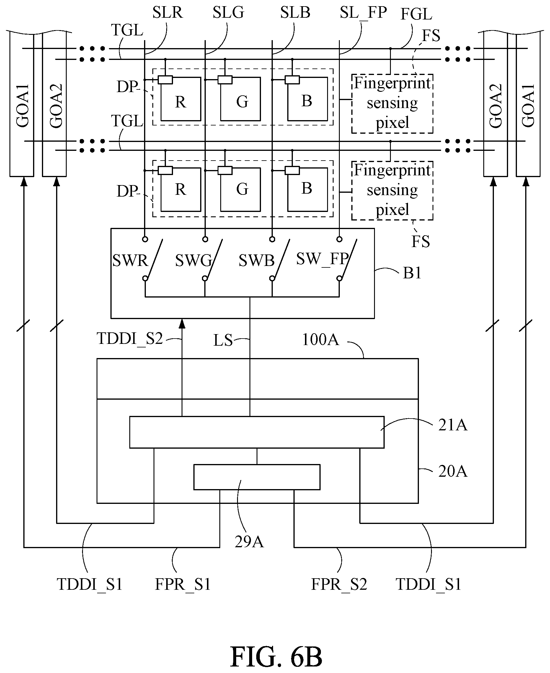 Patent US12591332 Figure 7 – Single-chip device for driving a panel including fingerprint sensing pixels, display pixels and touch sensors, electronic module therefor, and electronic apparatus including the single-chip device