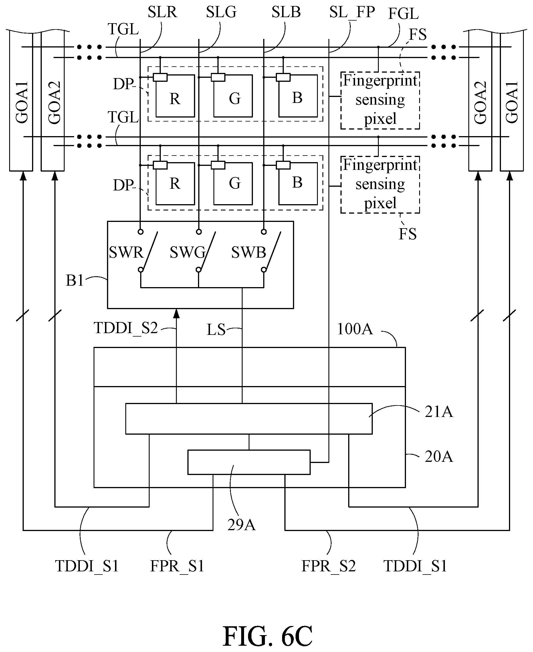 Patent US12591332 Figure 8 – Single-chip device for driving a panel including fingerprint sensing pixels, display pixels and touch sensors, electronic module therefor, and electronic apparatus including the single-chip device
