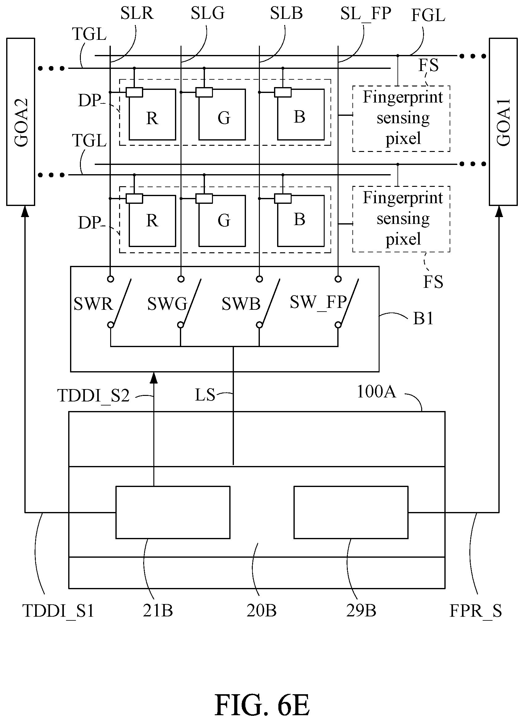 Patent US12591332 Figure 10 – Single-chip device for driving a panel including fingerprint sensing pixels, display pixels and touch sensors, electronic module therefor, and electronic apparatus including the single-chip device