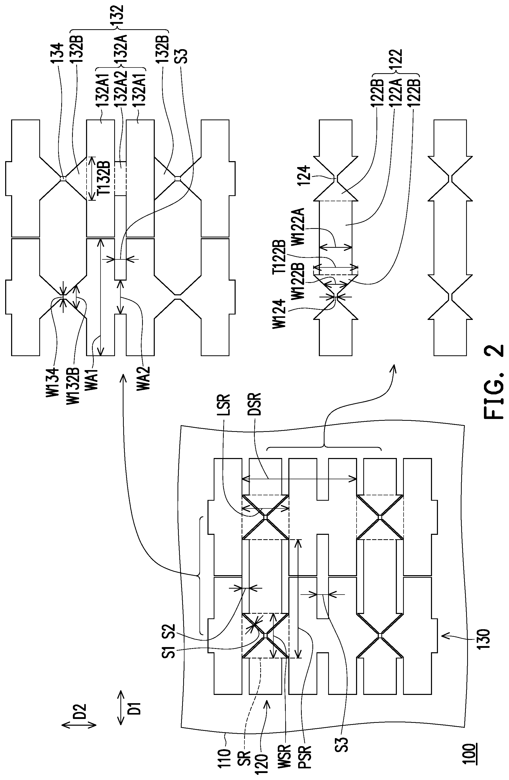 Patent US12591334 Figure 2 – Touch panel and electronic device
