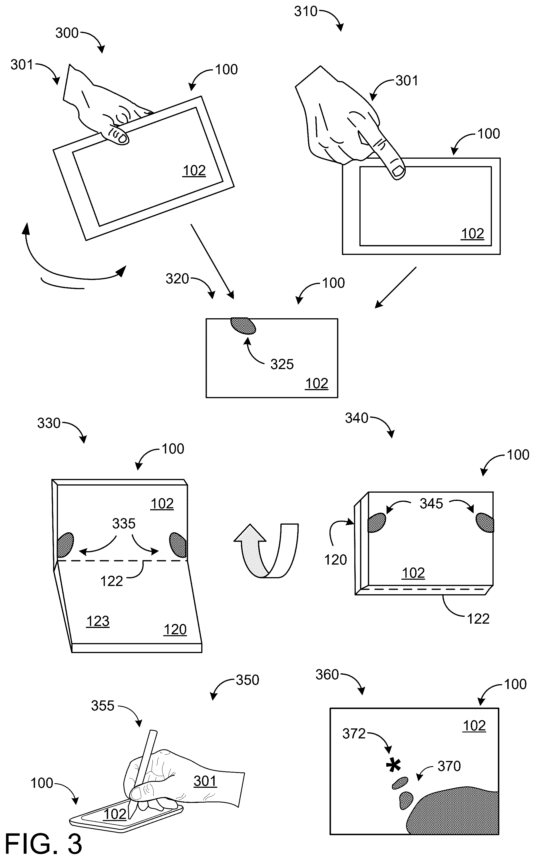 Patent US12591337 Figure 3 – Aggregated likelihood of unintentional touch input