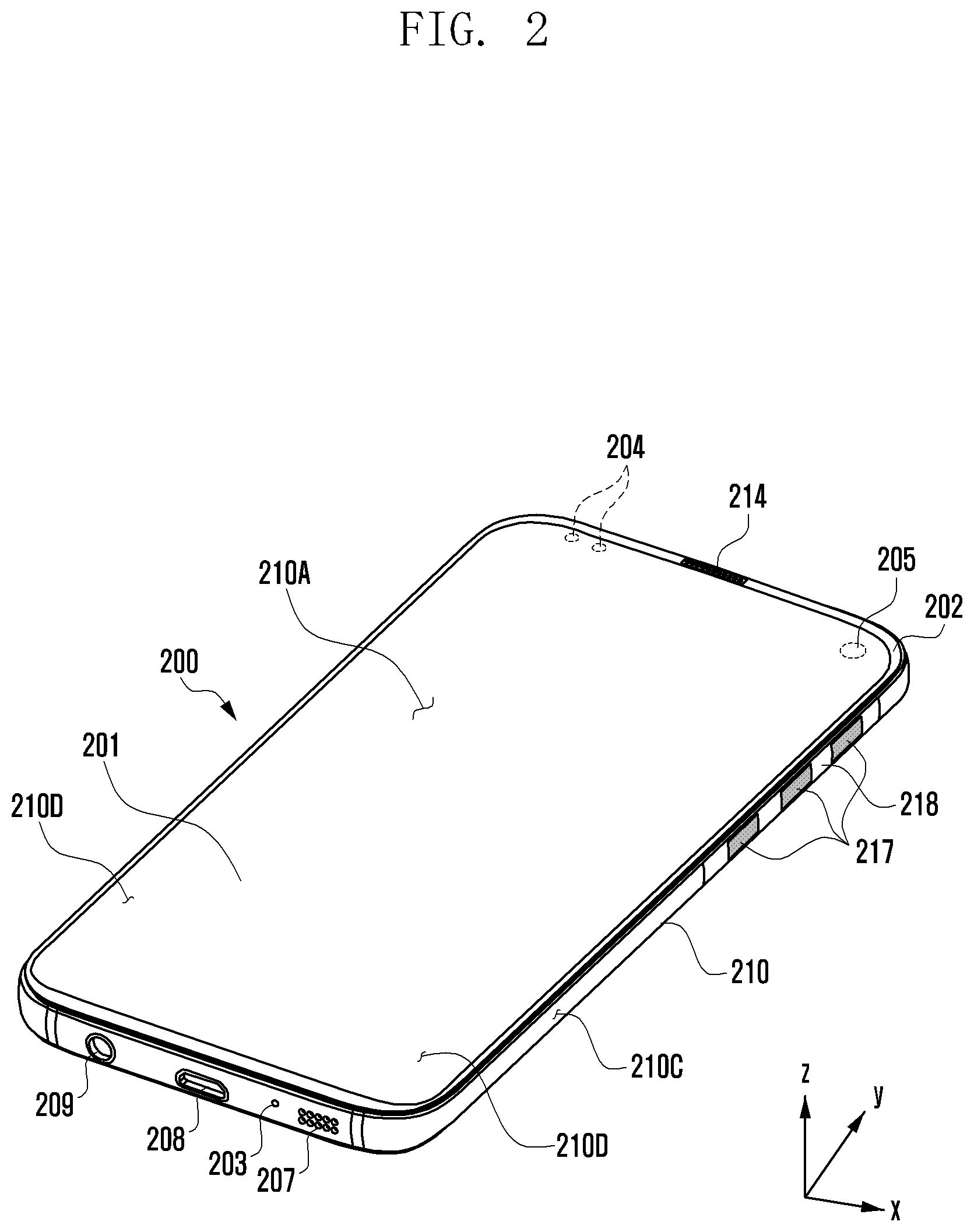 Patent US12591339 Figure 2 – Electronic device having ultrasonic sensor for identifying a touch position and method of operating the same