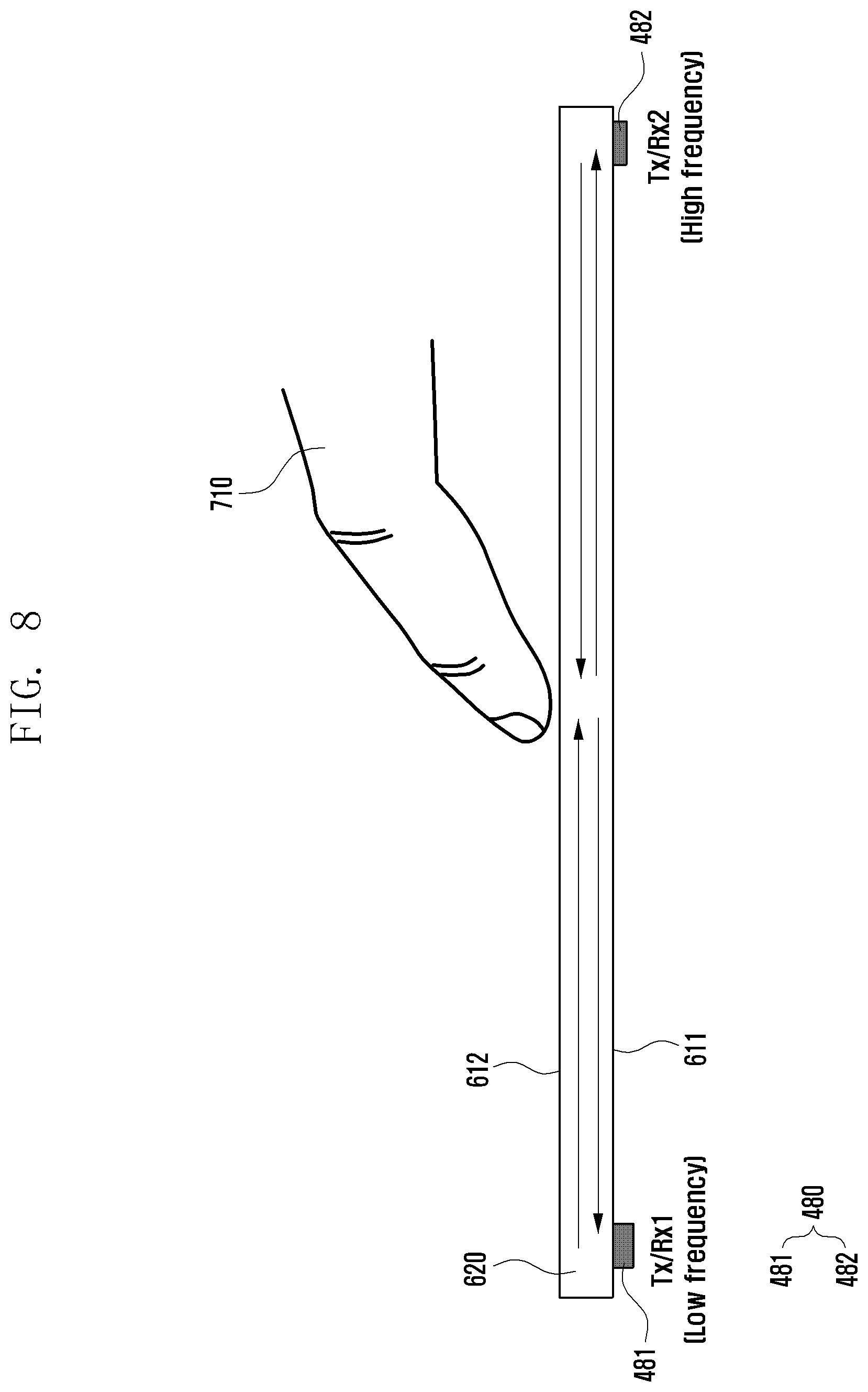 Patent US12591339 Figure 8 – Electronic device having ultrasonic sensor for identifying a touch position and method of operating the same