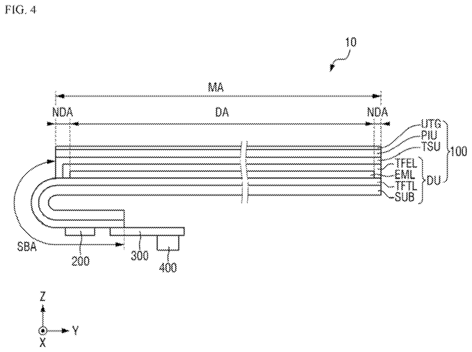 Patent US12591341 Figure 4 – Display device including position input system with pattern protection layer