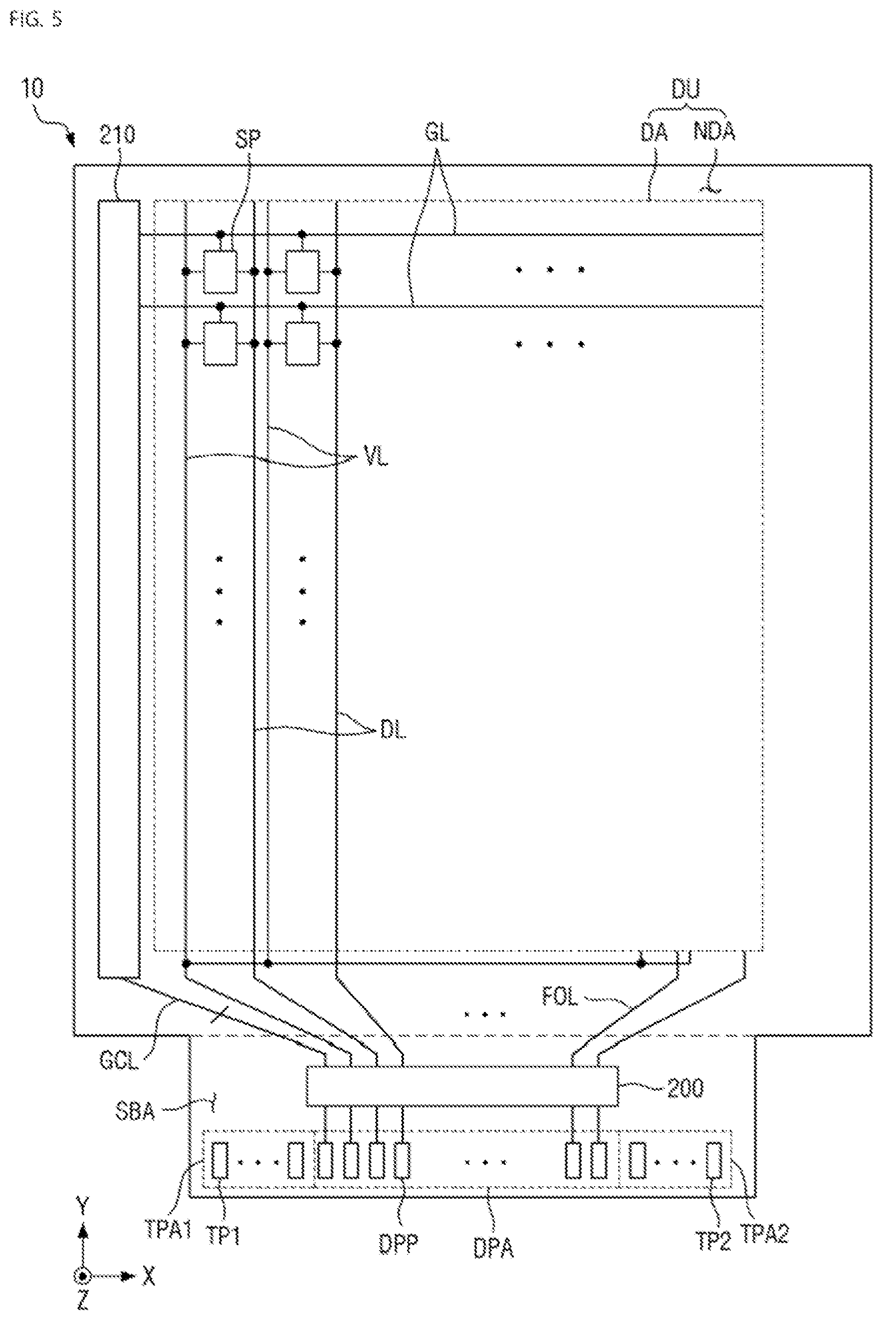 Patent US12591341 Figure 5 – Display device including position input system with pattern protection layer