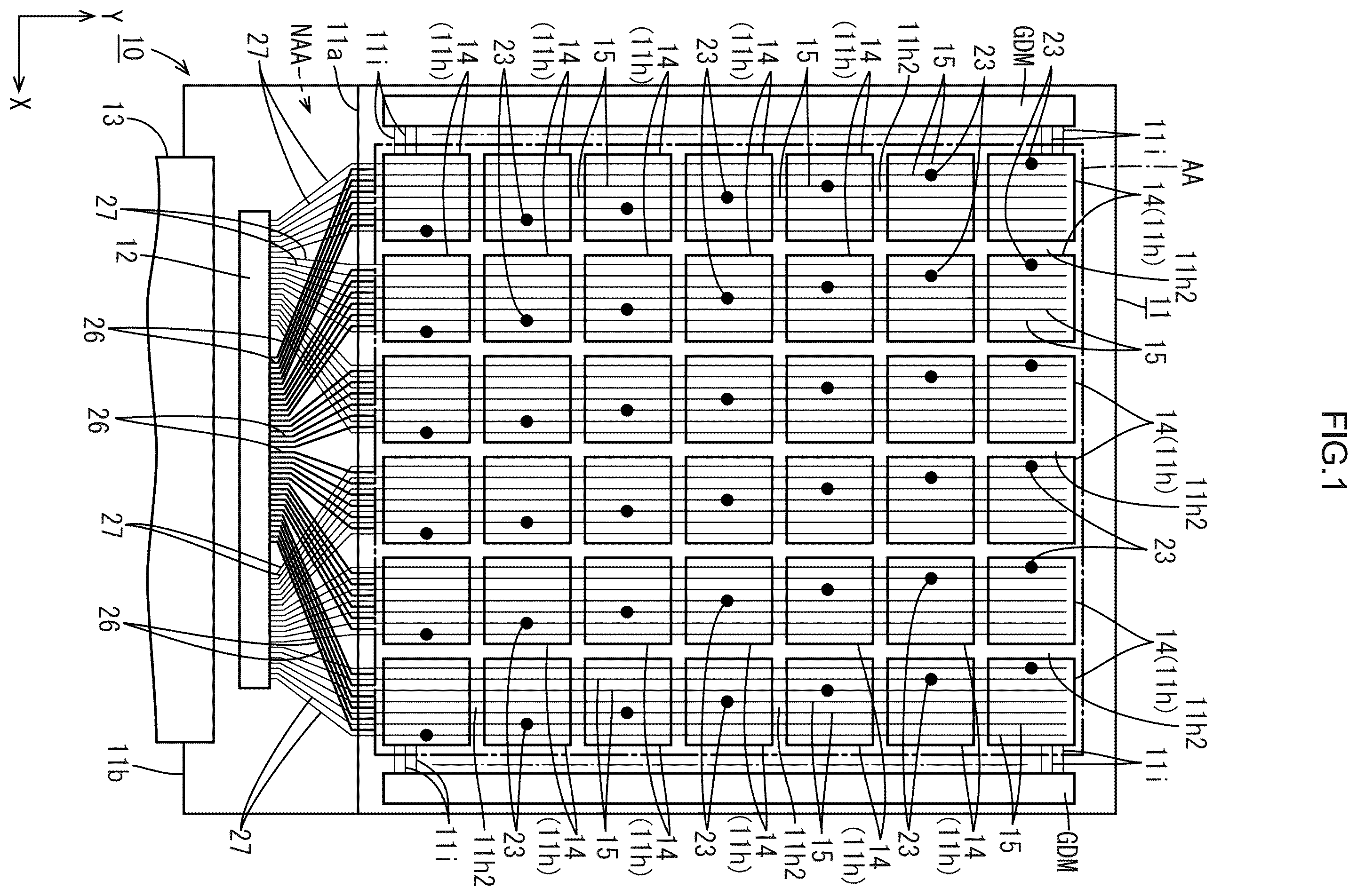 Patent US12591342 Figure 1 – Display device