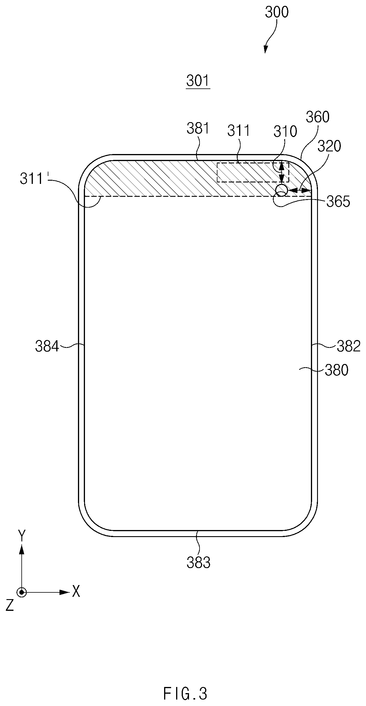 Patent US12591359 Figure 3 – Electronic device comprising display that optimally display content with respect to camera hole, and method for controlling display thereof