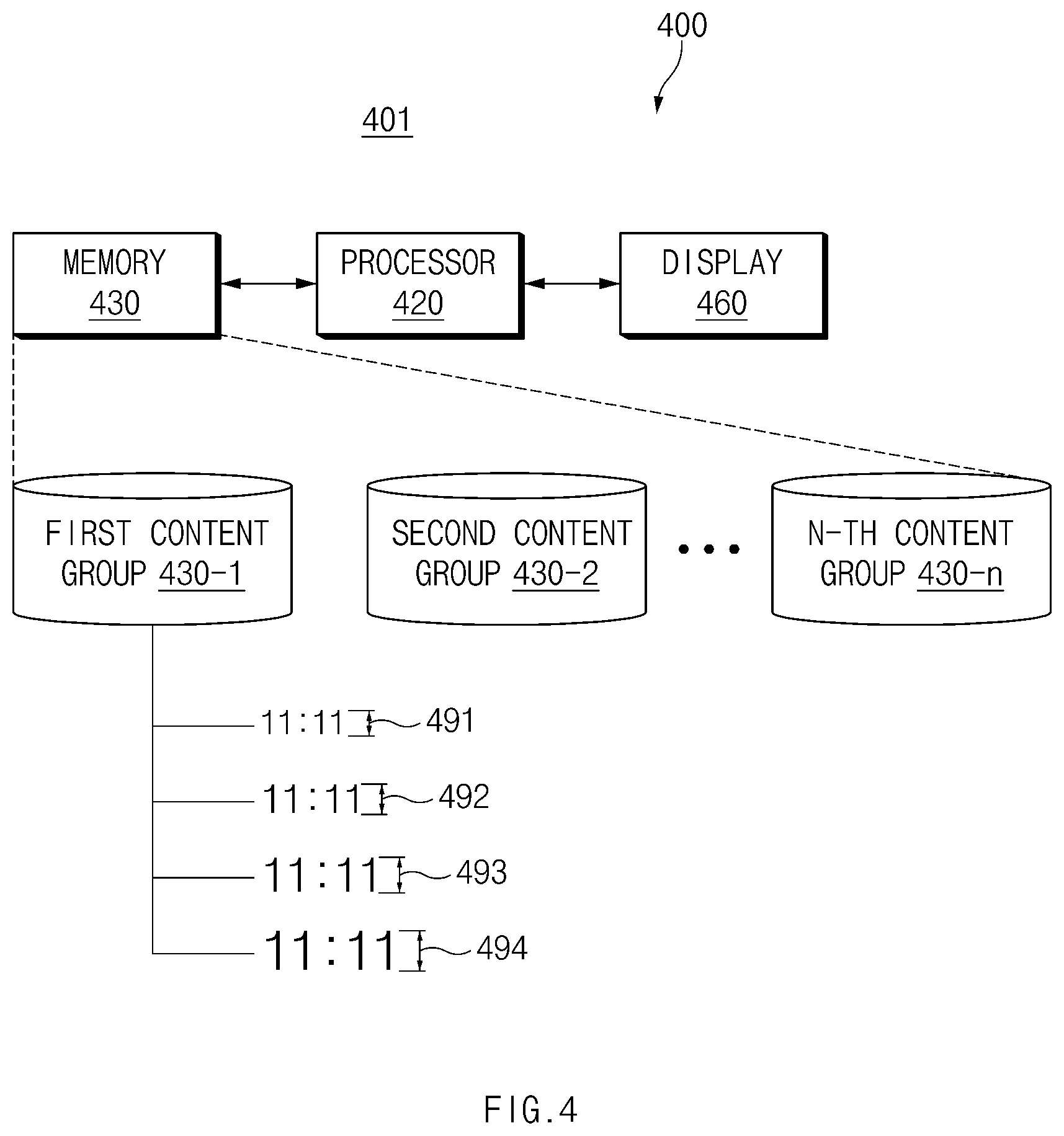 Patent US12591359 Figure 4 – Electronic device comprising display that optimally display content with respect to camera hole, and method for controlling display thereof