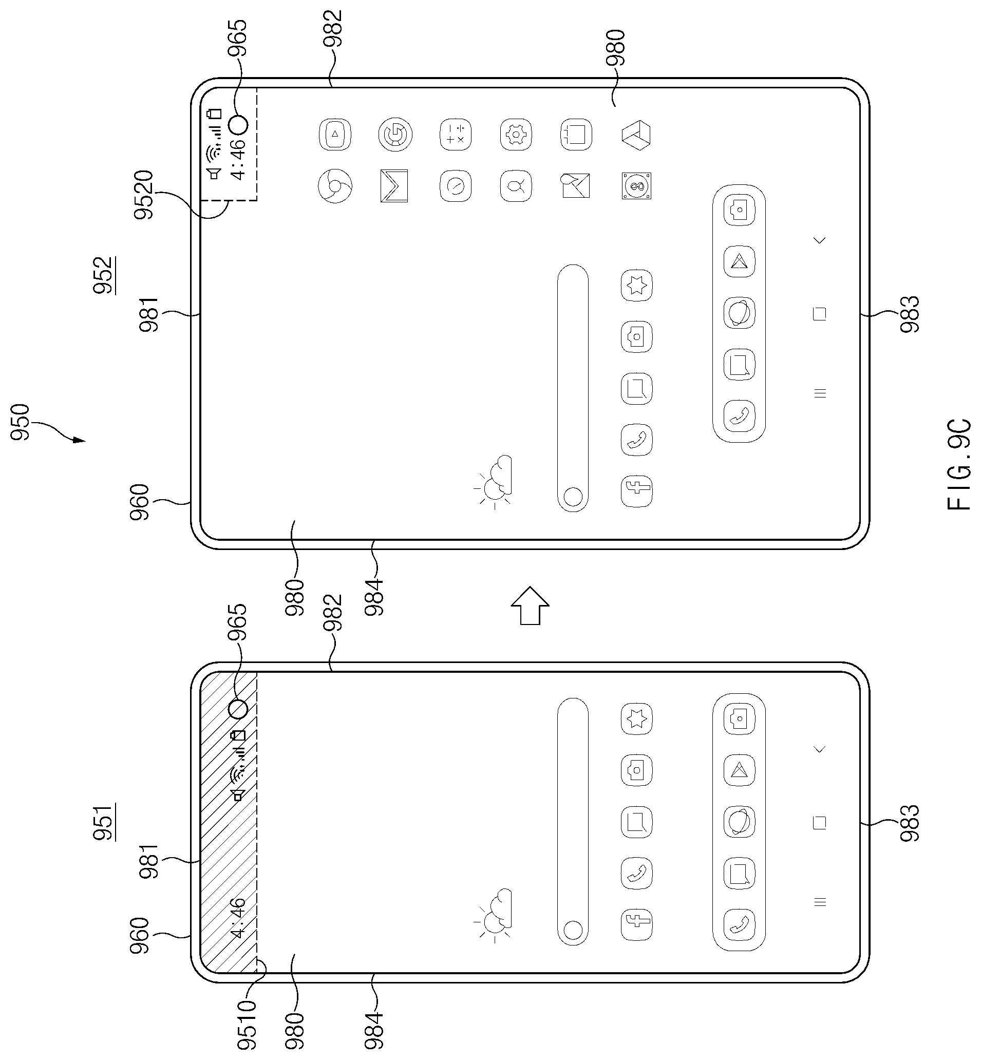 Patent US12591359 Figure 11 – Electronic device comprising display that optimally display content with respect to camera hole, and method for controlling display thereof