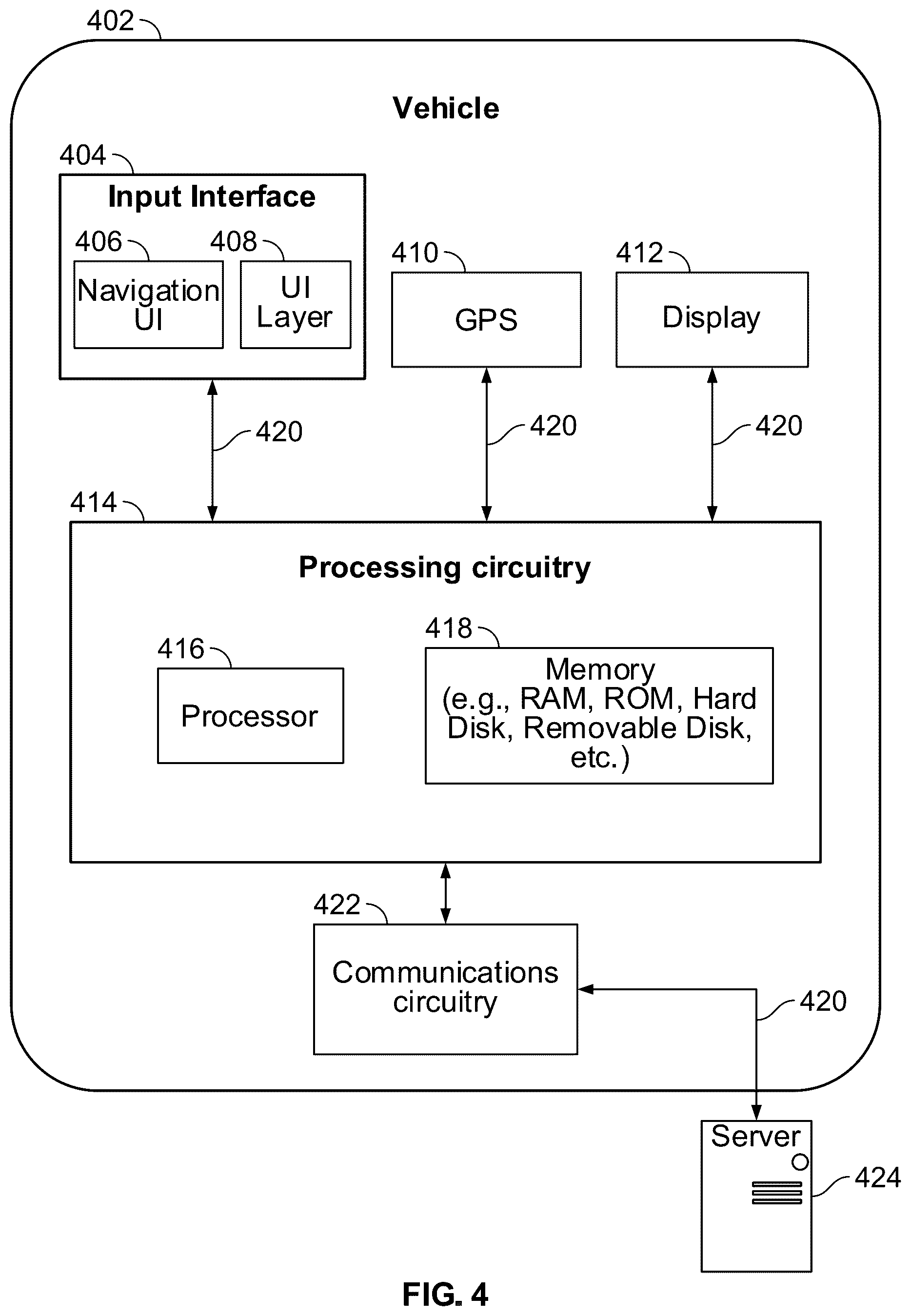 Patent US12591360 Figure 4 – User interface adjustment based on proximity to upcoming maneuver