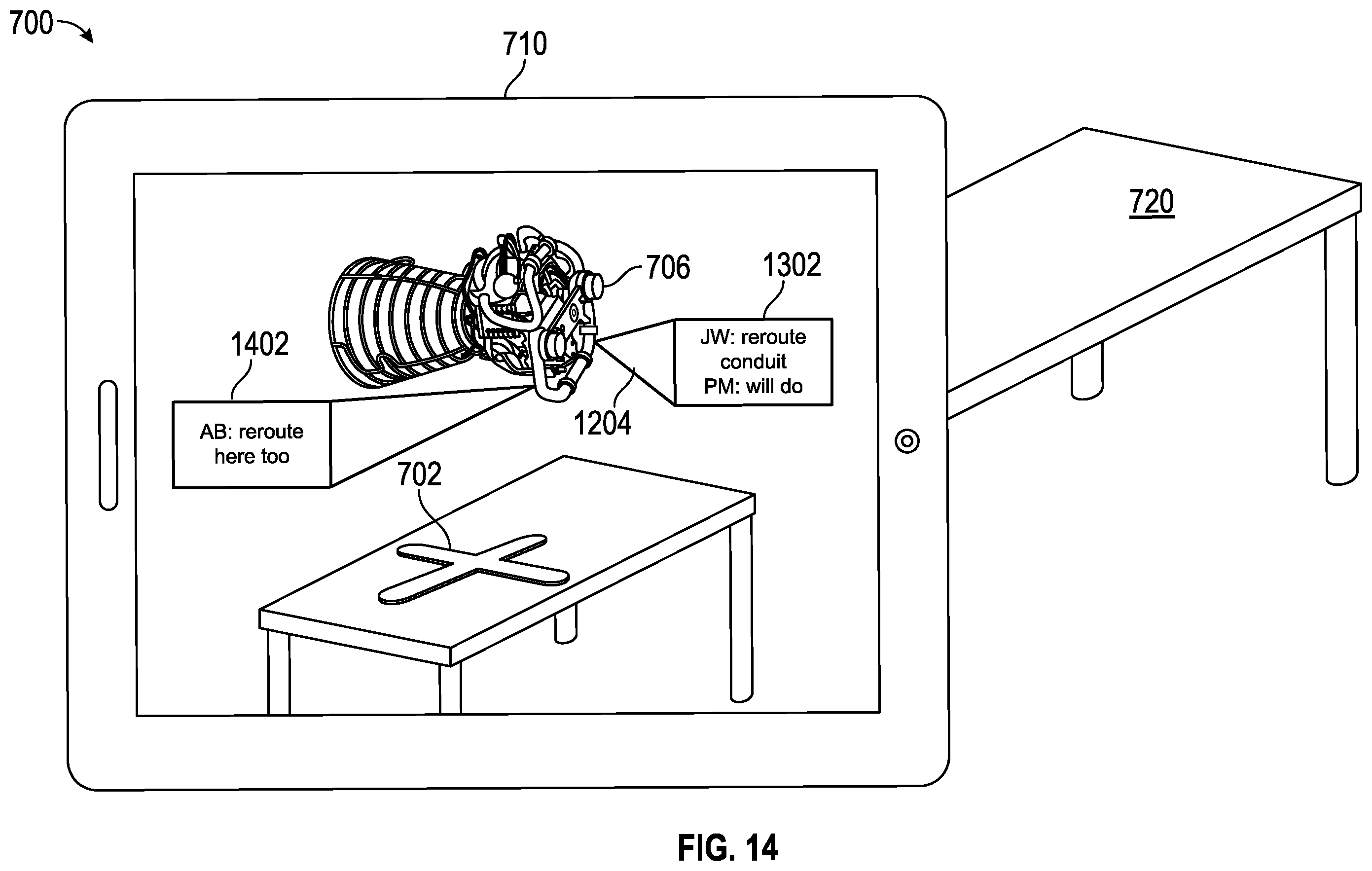 Patent US12591402 Figure 12 – Augmented reality collaboration system with annotation capability
