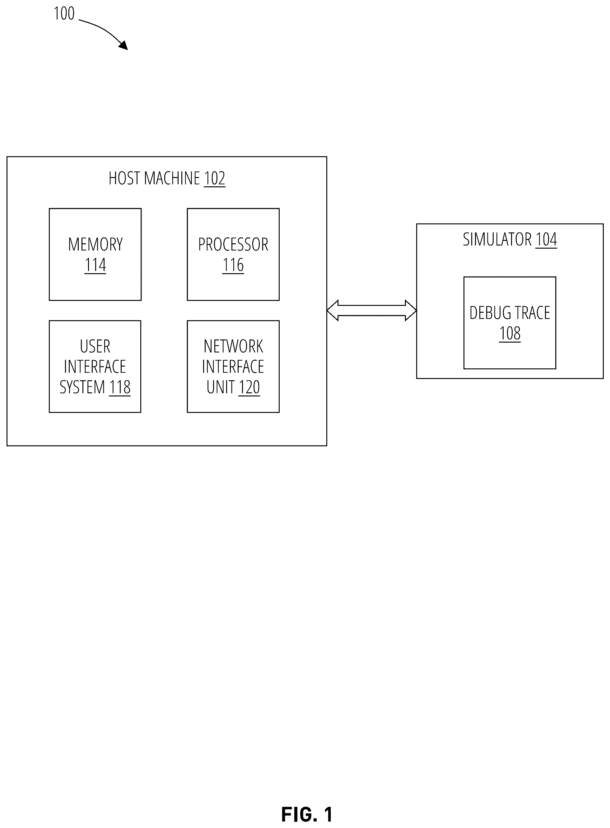 Patent US12591503 Figure 1 – Debugging instruction execution errors in a simulated computer system