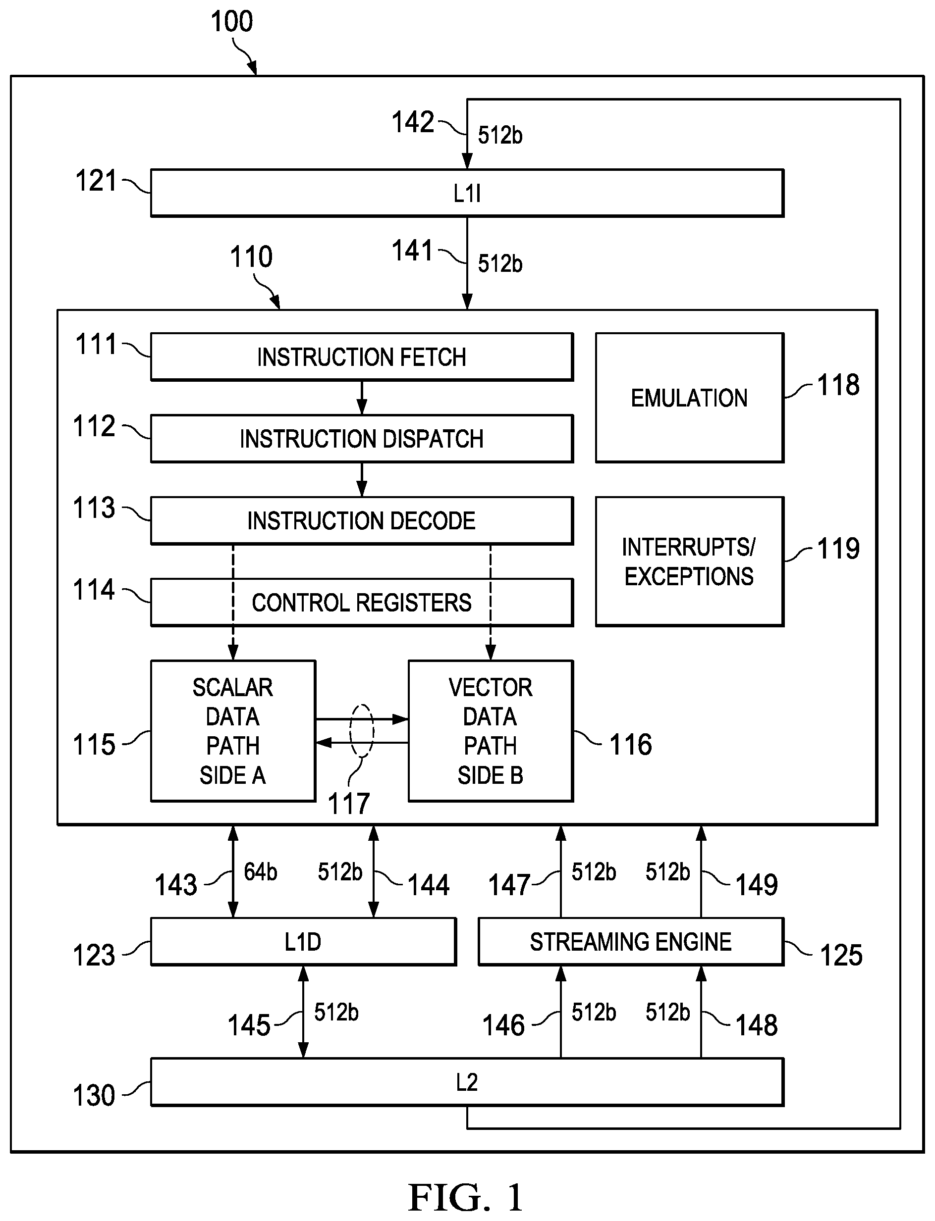 Patent US12591517 Figure 1 – Fetching vector data elements with padding