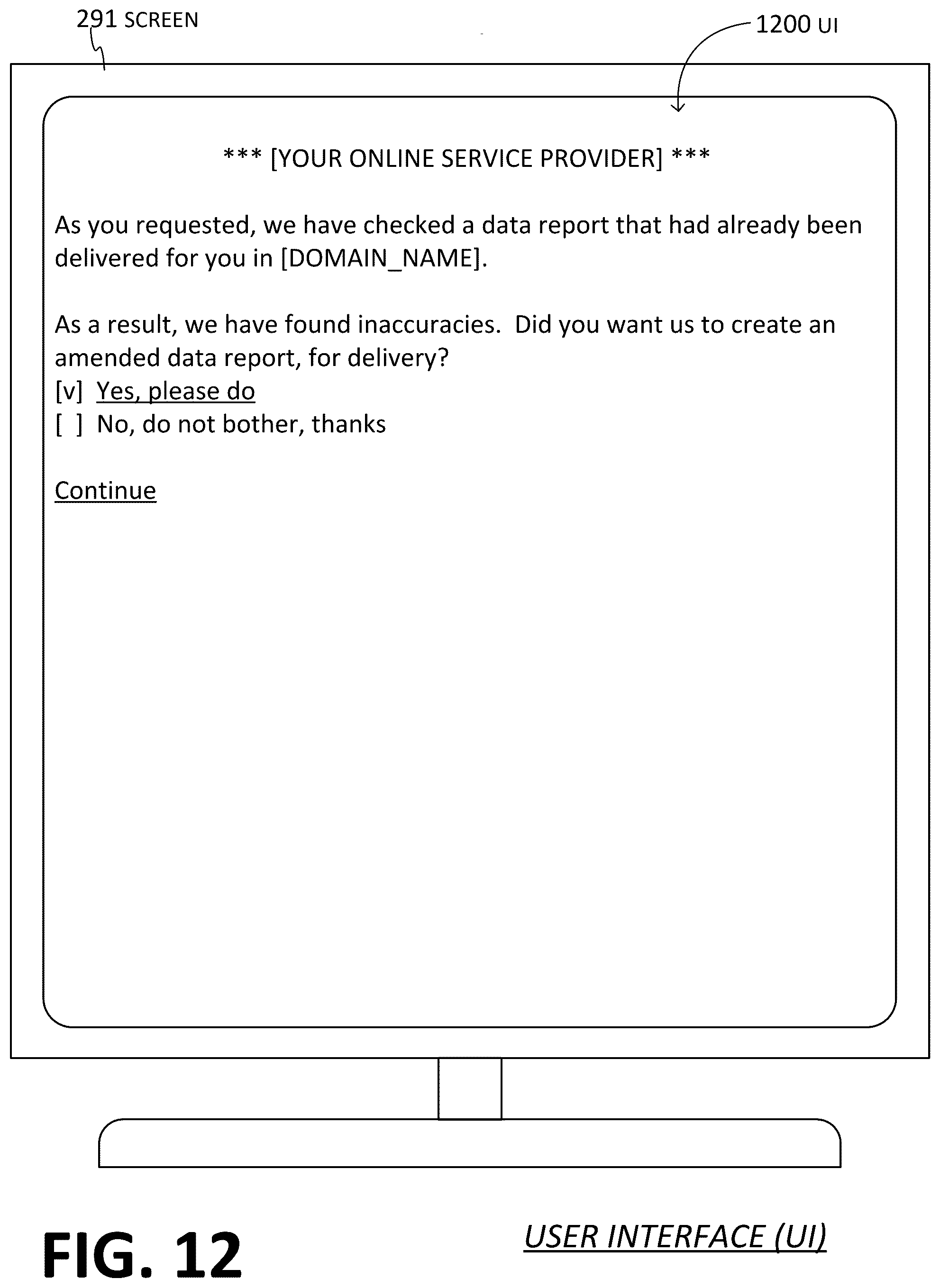 Patent US12591543 Figure 10 – Online software platform (OSP) checking partner entity of primary entity for prior actions indicating delivery of data reports by the partner entity to domain on behalf of the primary entity, to lessen chance of duplication of such delivery