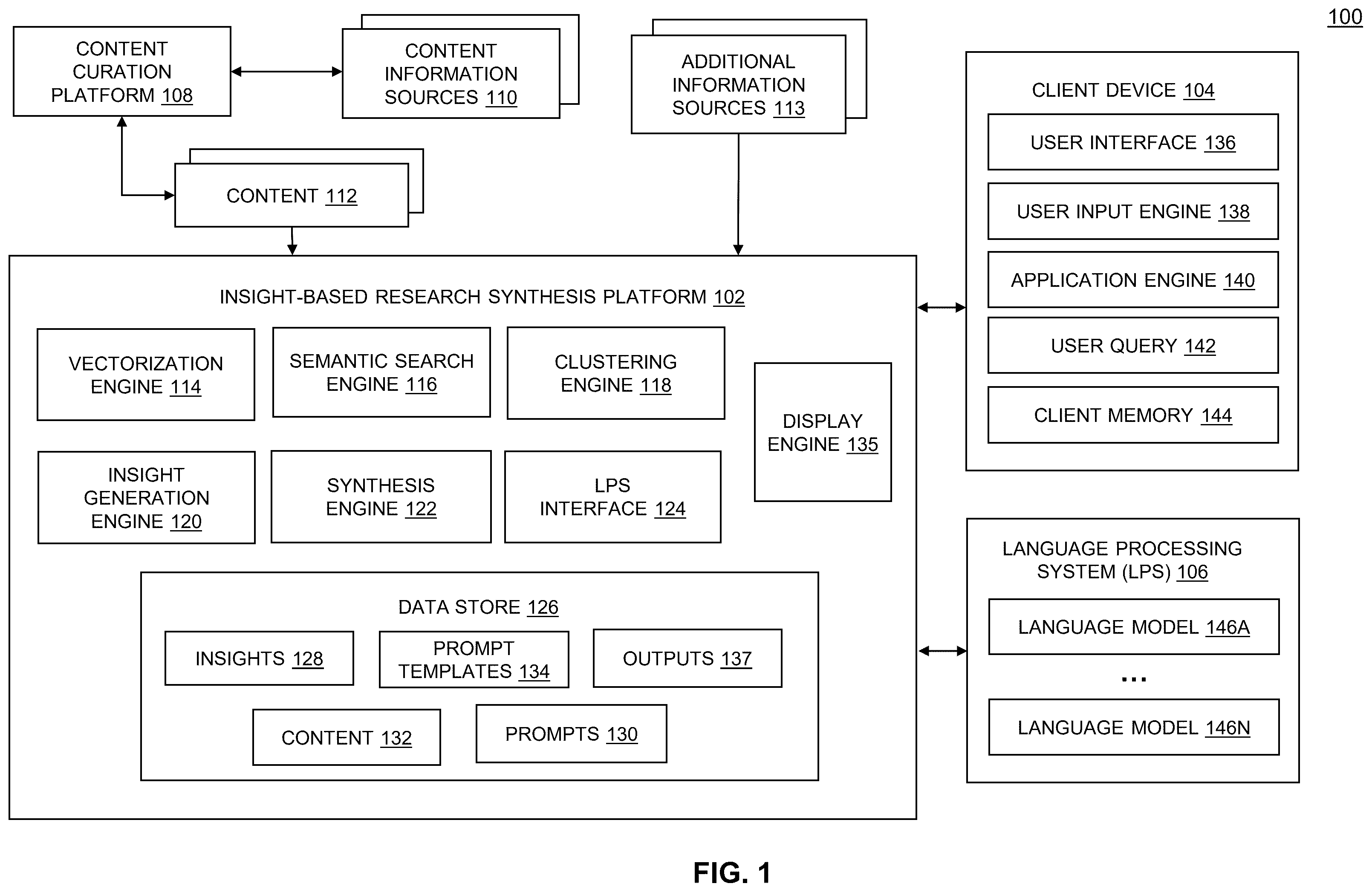 Patent US12591586 Figure 1 – Efficient processing and display of data insights
