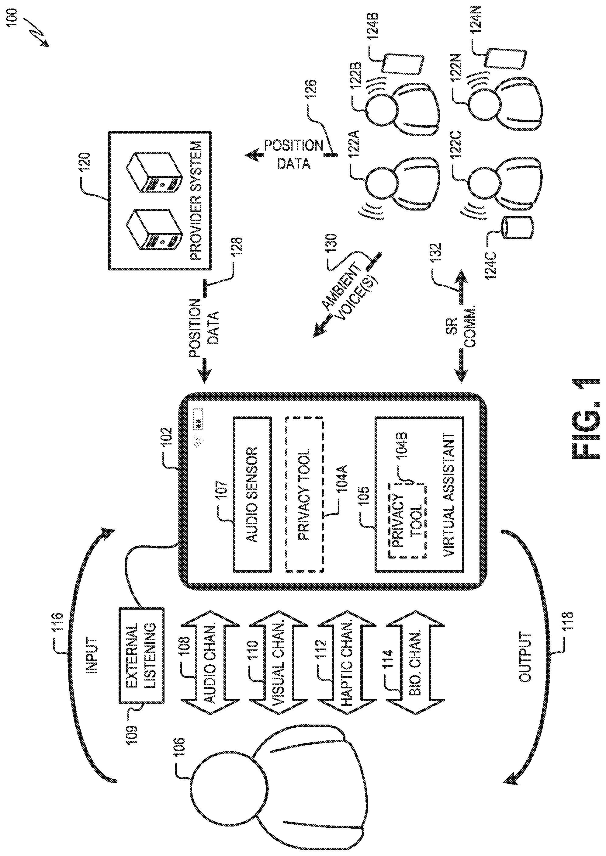 Patent US12591650 Figure 1 – Input/output privacy tool