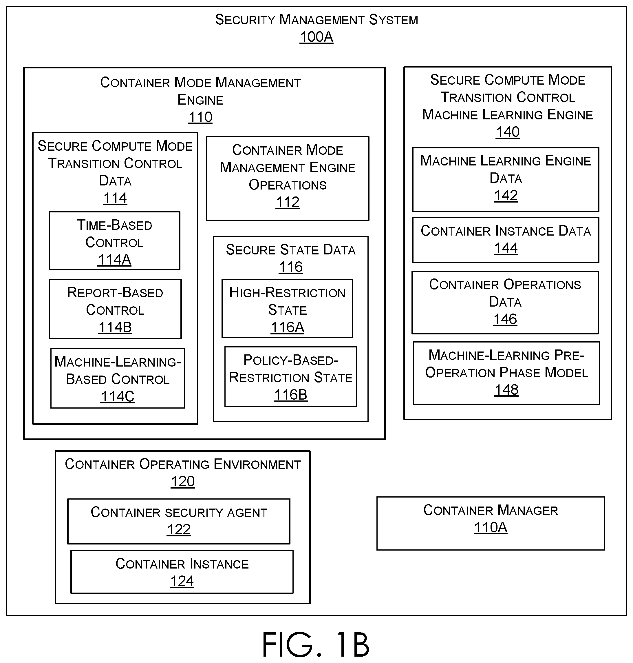 Patent US12591661 Figure 2 – Container mode management engine in a security management system