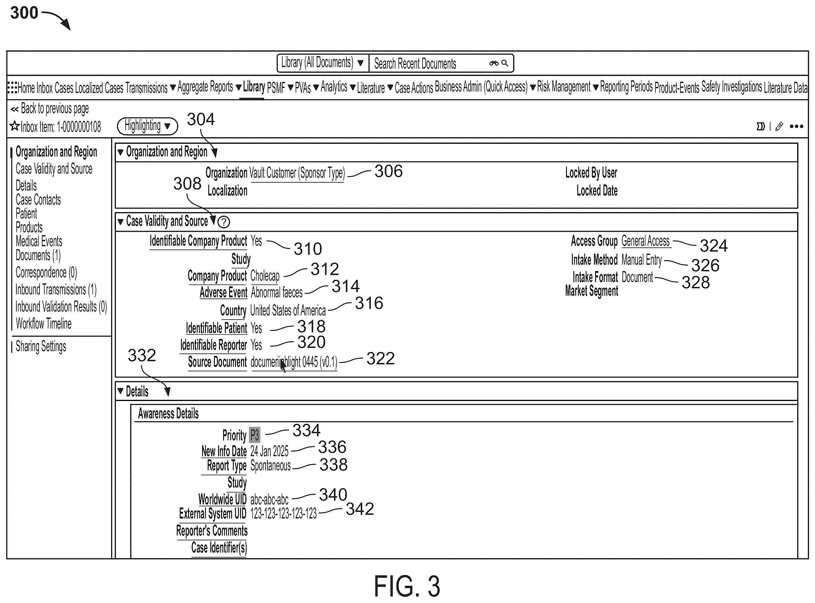 Patent US12591733 Figure 3 – Systems and methods for digitally interpreting a linguistic section of a source file via highlighting on a graphical user interface