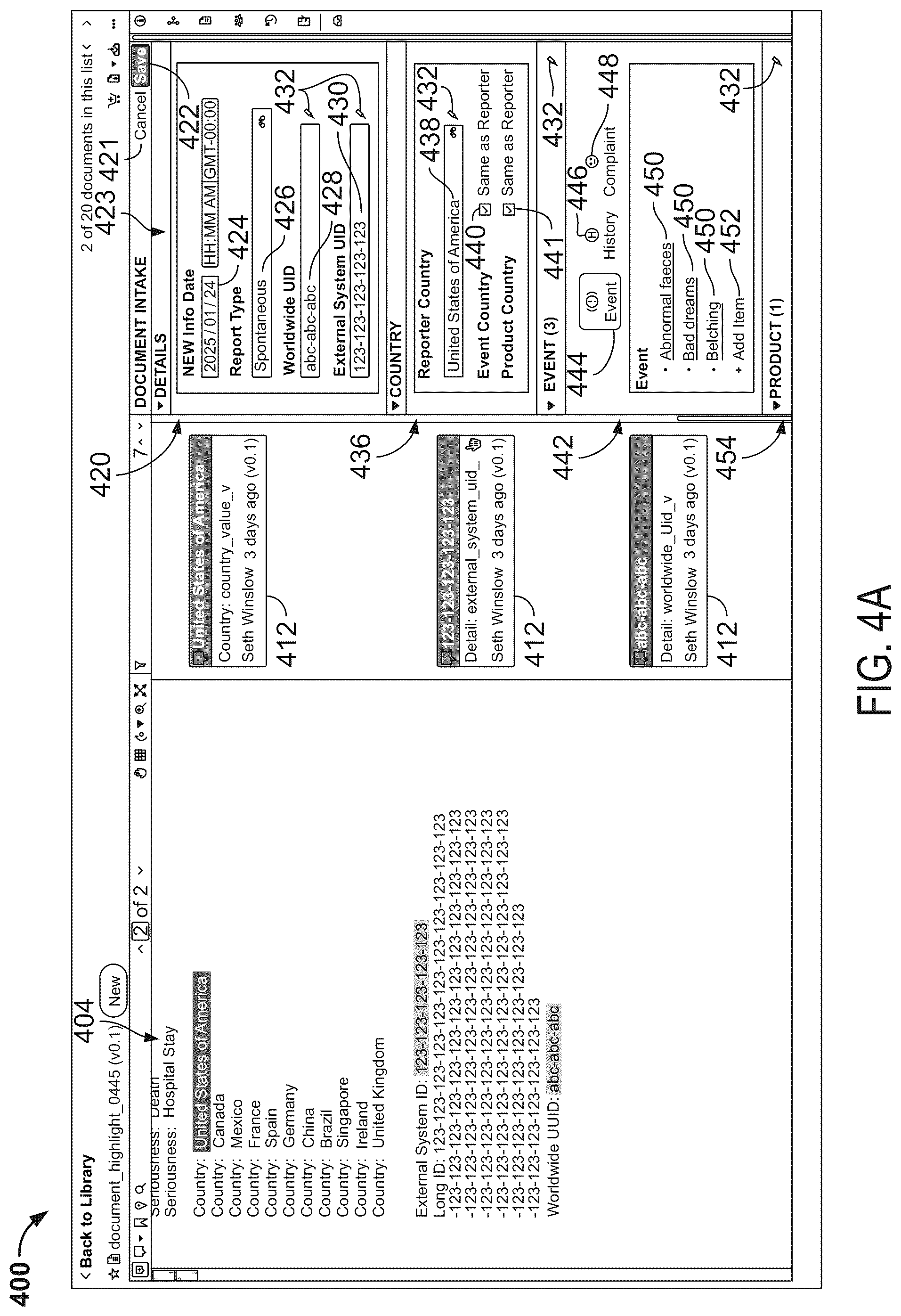 Patent US12591733 Figure 4 – Systems and methods for digitally interpreting a linguistic section of a source file via highlighting on a graphical user interface
