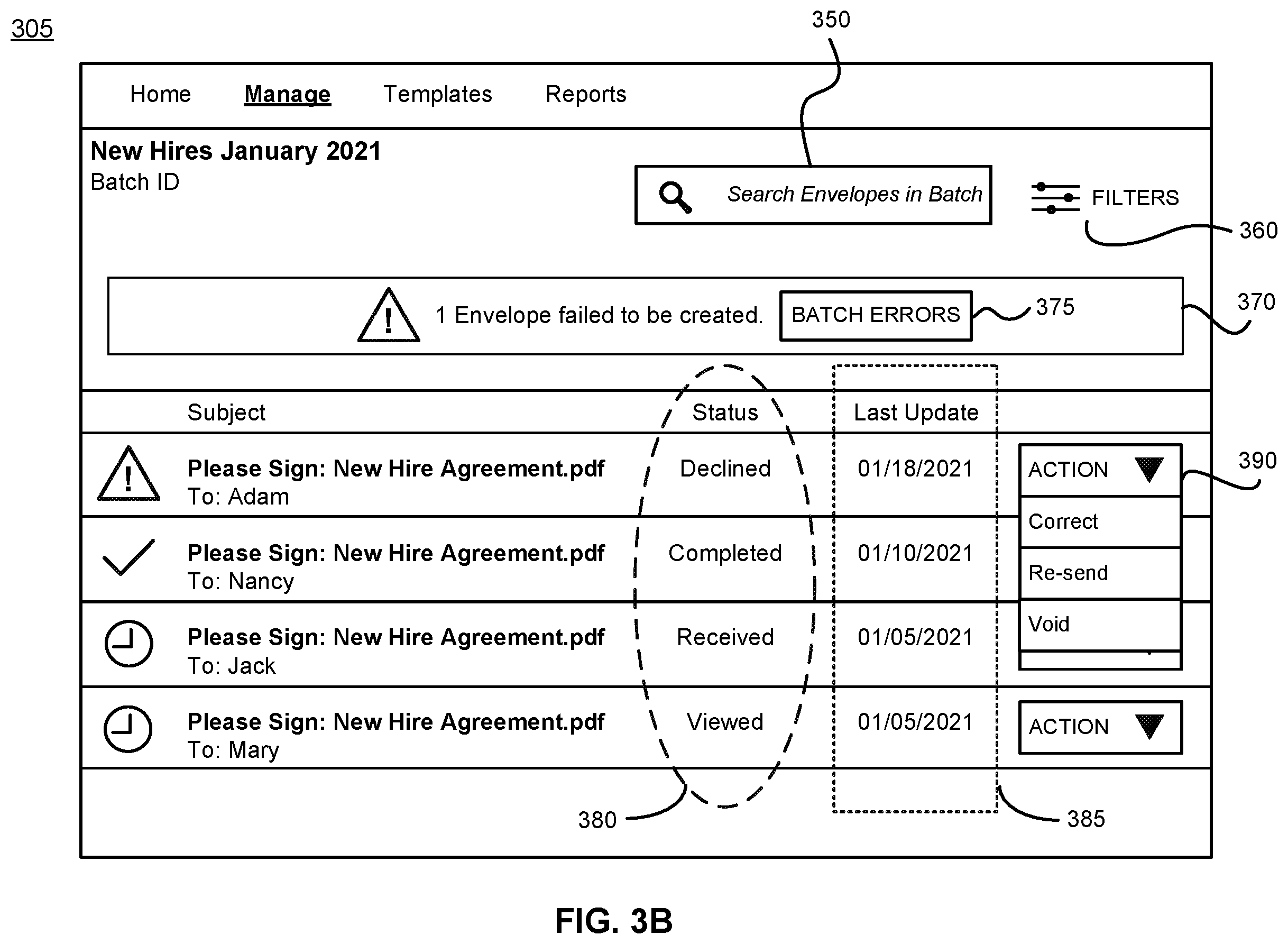 Patent US12591734 Figure 4 – Bulk envelope management in document management system