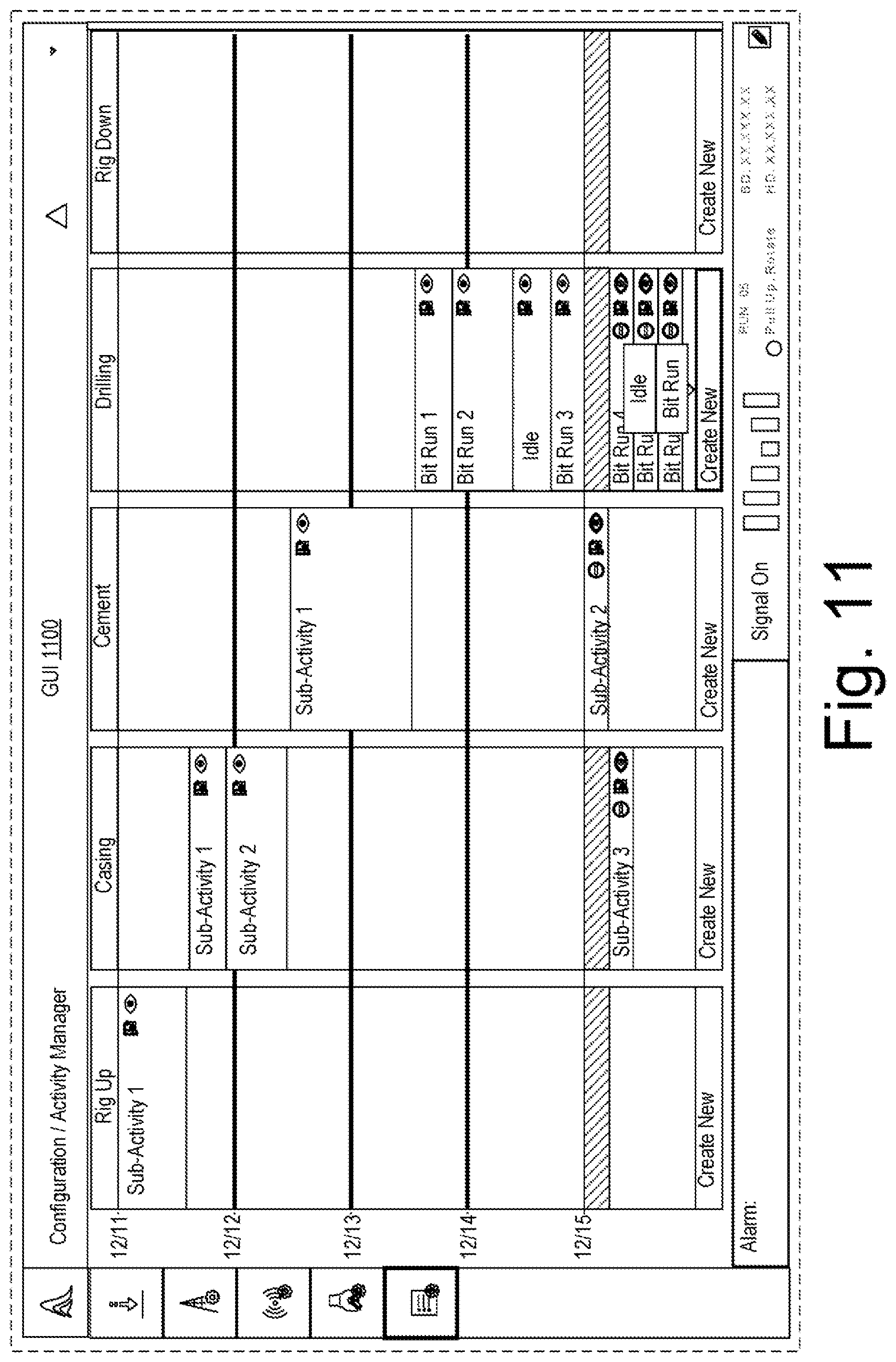 Patent US12591821 Figure 11 – Dynamic adjustment of well plan schedules on different hierarchical levels based on subsystems achieving a desired state