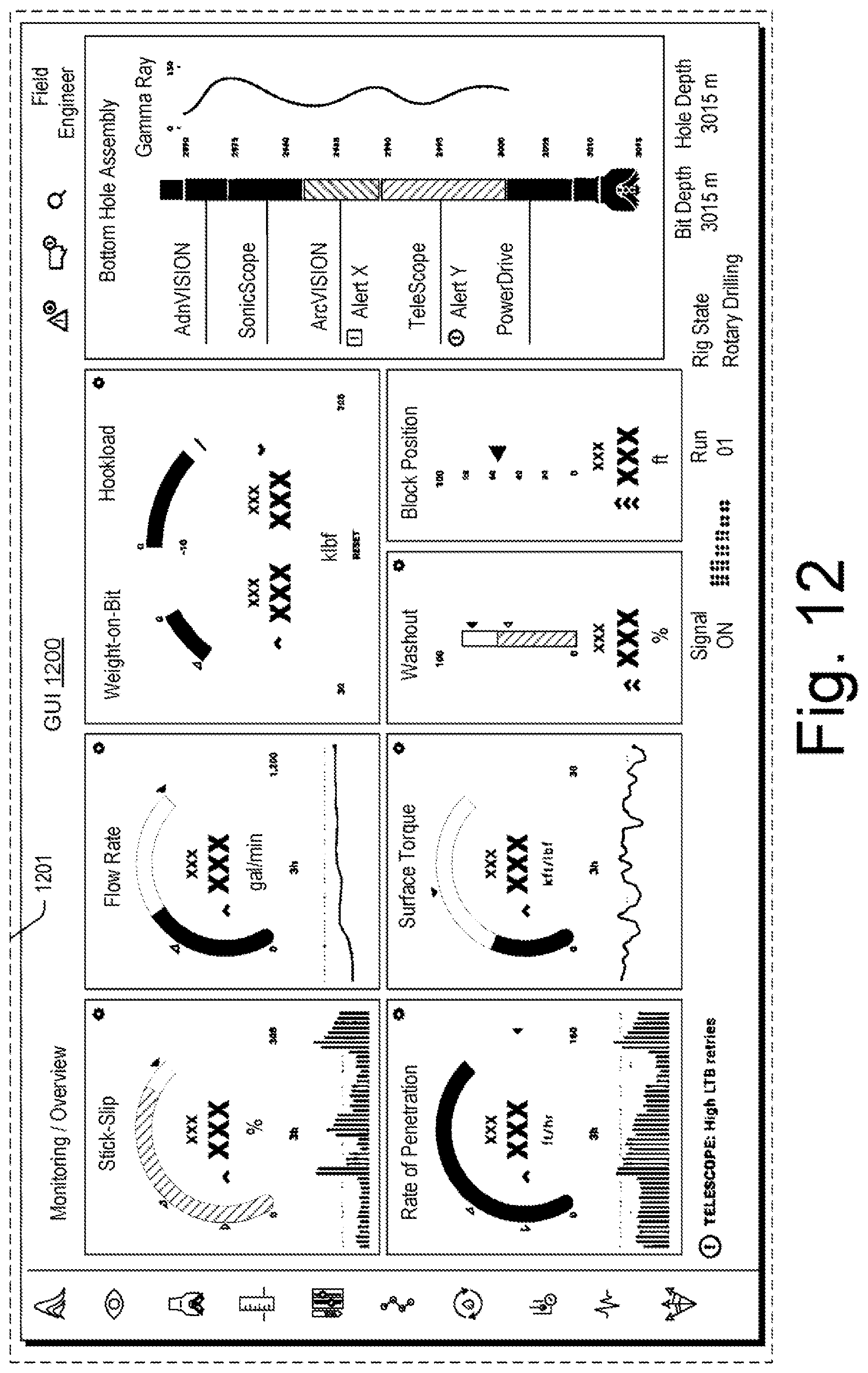 Patent US12591821 Figure 12 – Dynamic adjustment of well plan schedules on different hierarchical levels based on subsystems achieving a desired state
