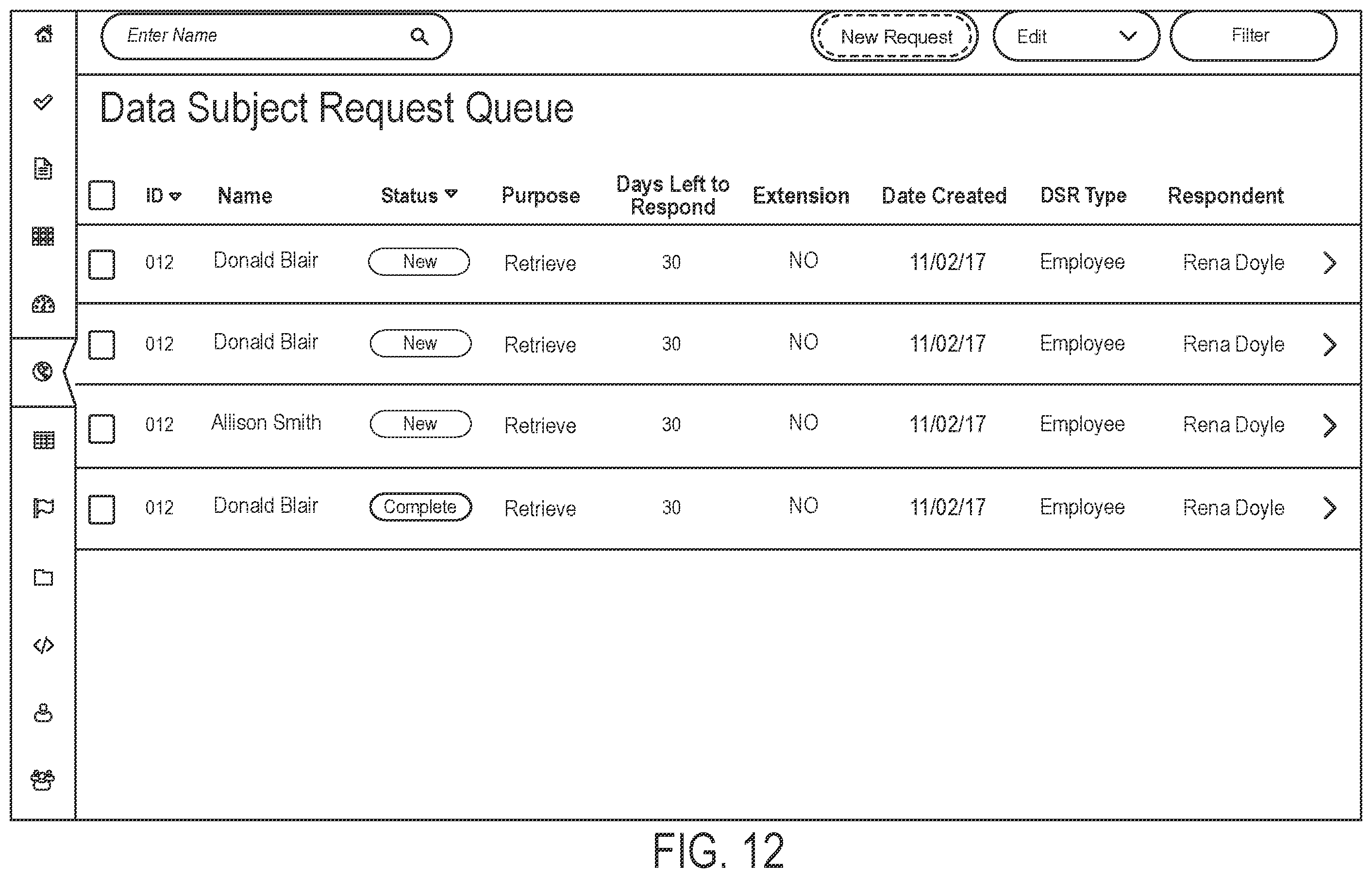 Patent US12591828 Figure 13 – Data processing systems for fulfilling data subject access requests and related methods