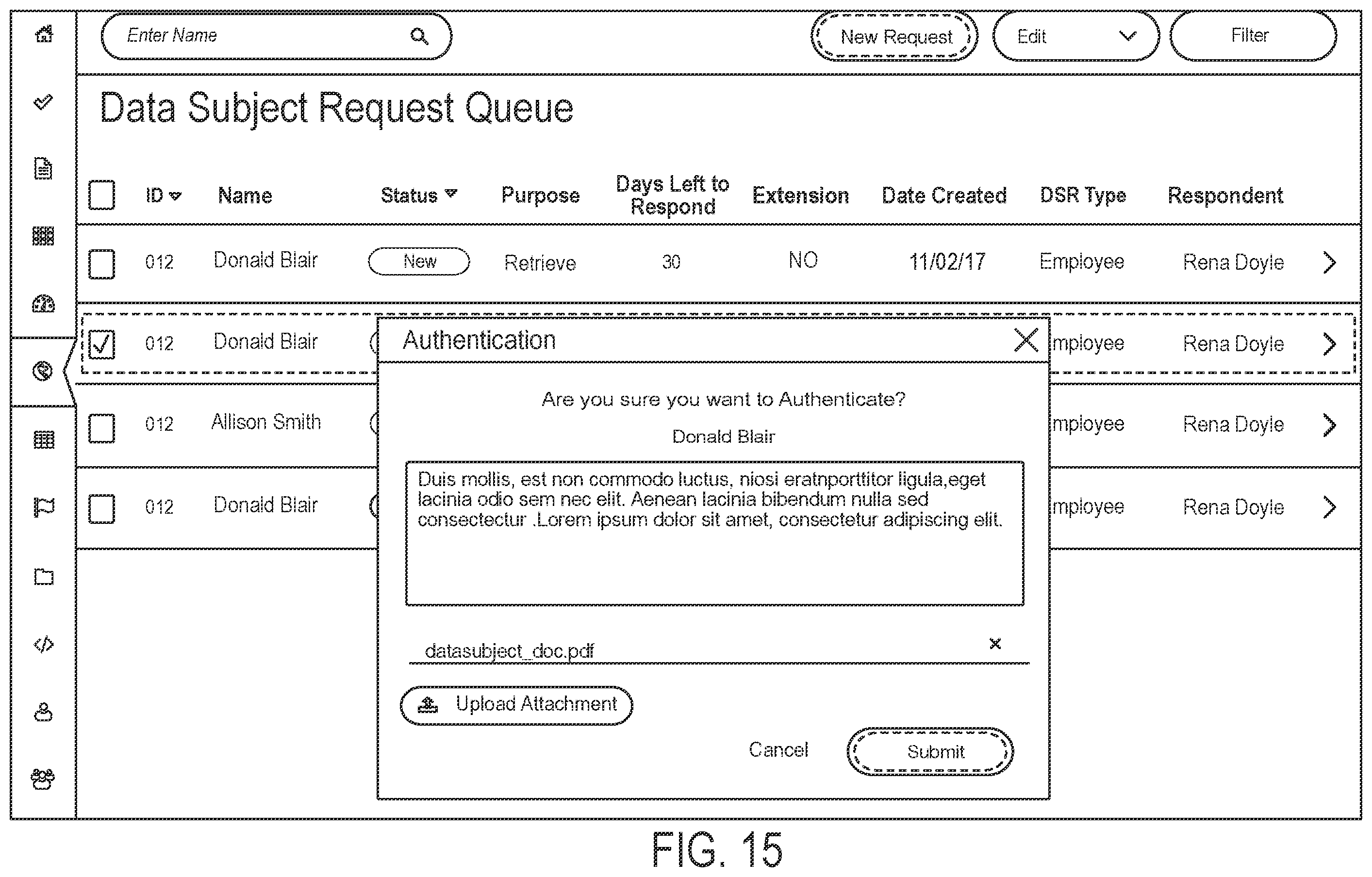 Patent US12591828 Figure 16 – Data processing systems for fulfilling data subject access requests and related methods