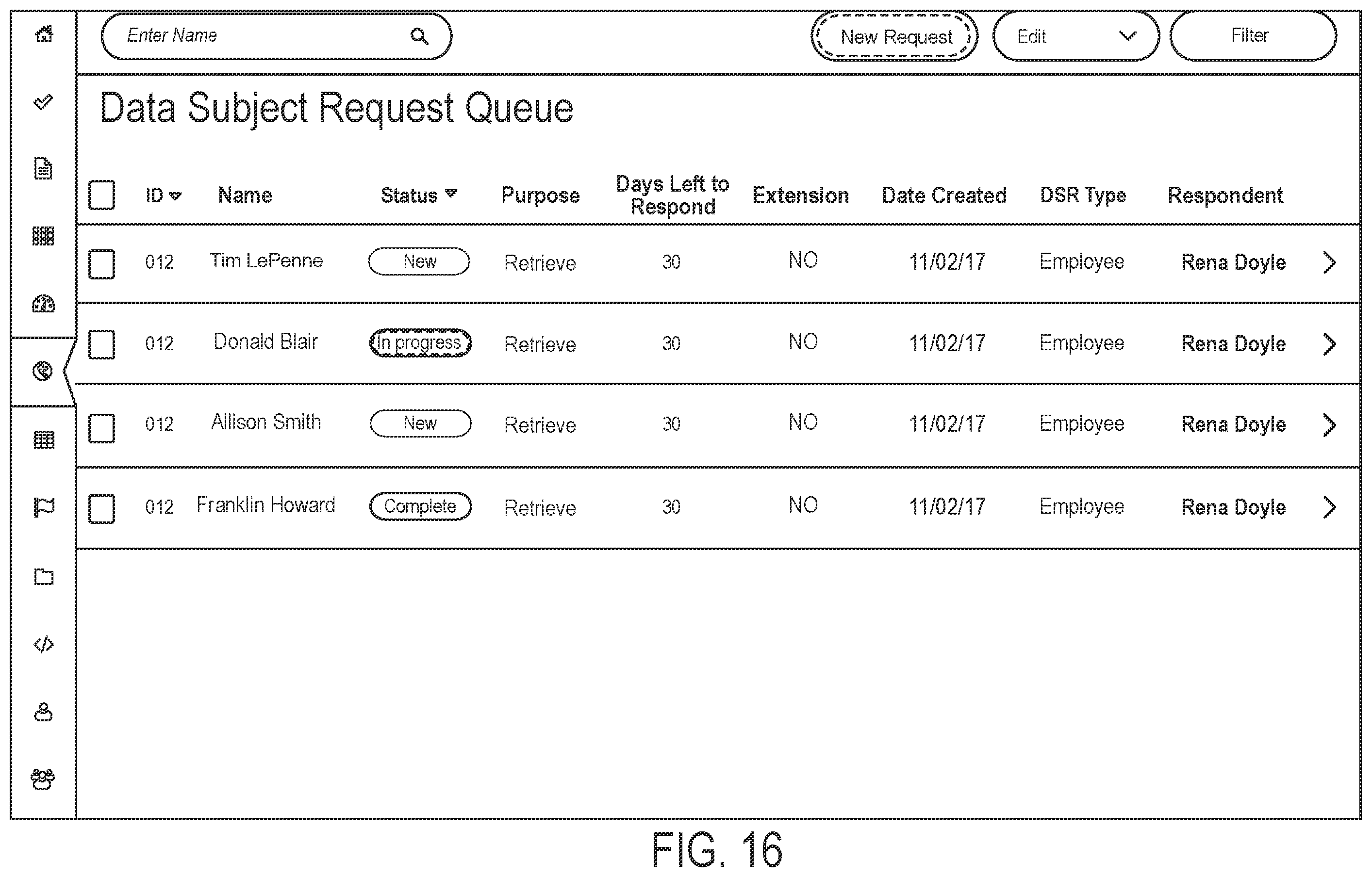 Patent US12591828 Figure 17 – Data processing systems for fulfilling data subject access requests and related methods