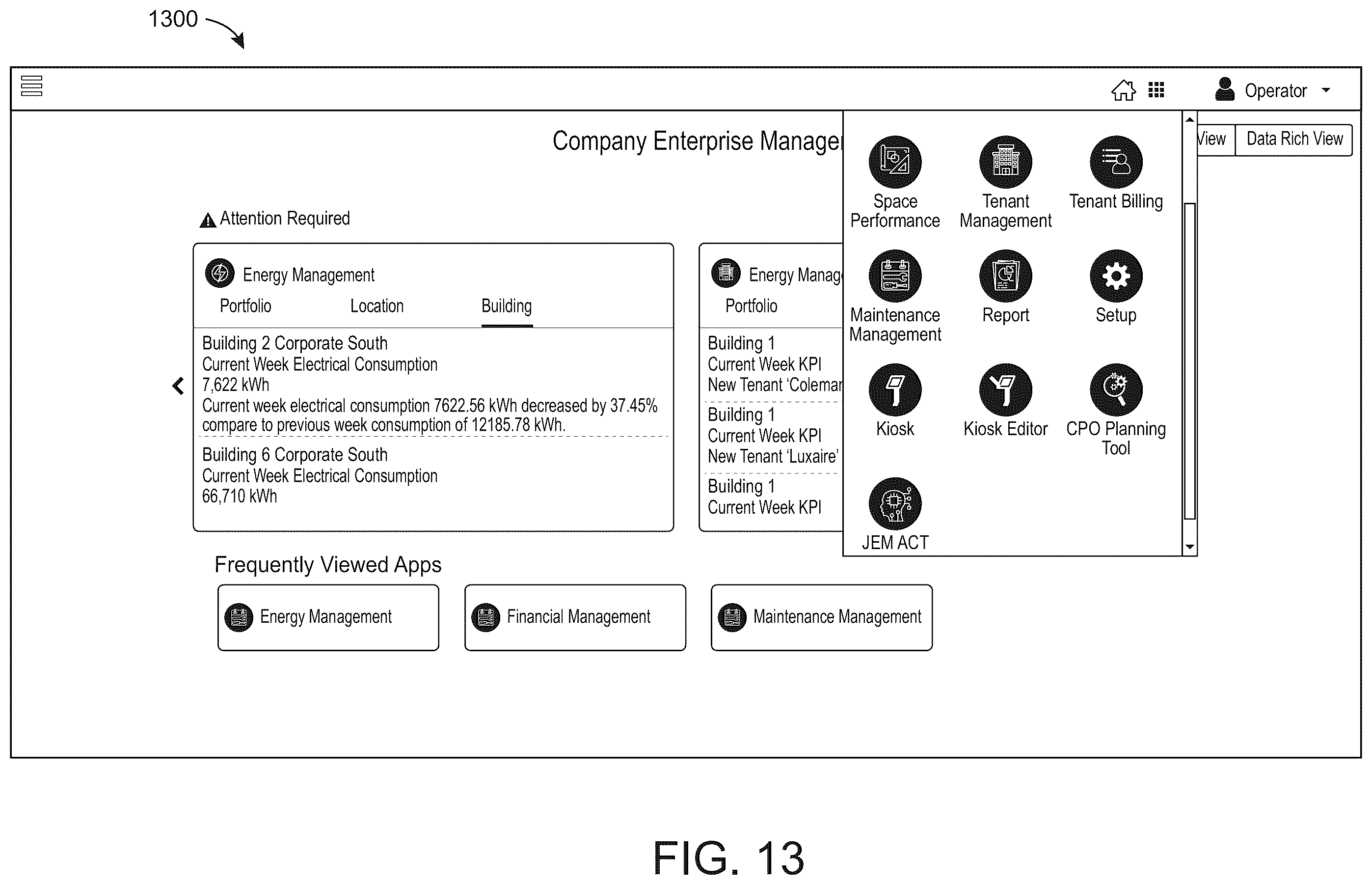 Patent US12591835 Figure 16 – Building system with building health recommendations
