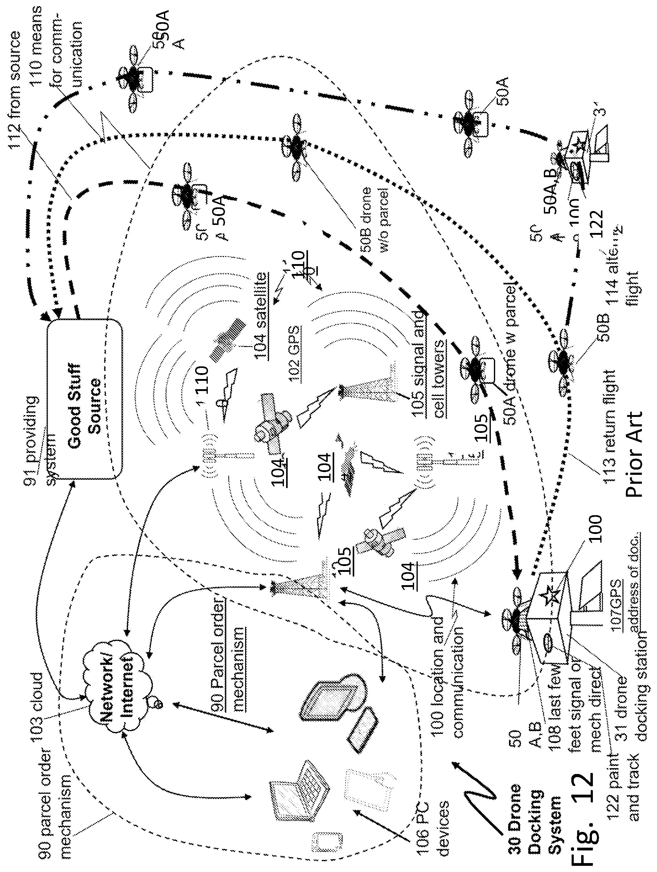 Patent US12591840 Figure 14 – Device and system for an autonomous mobile robot, drone, and/or courier to deliver, hold, protect, and return parcels for multi-users in both residential and commercial applications