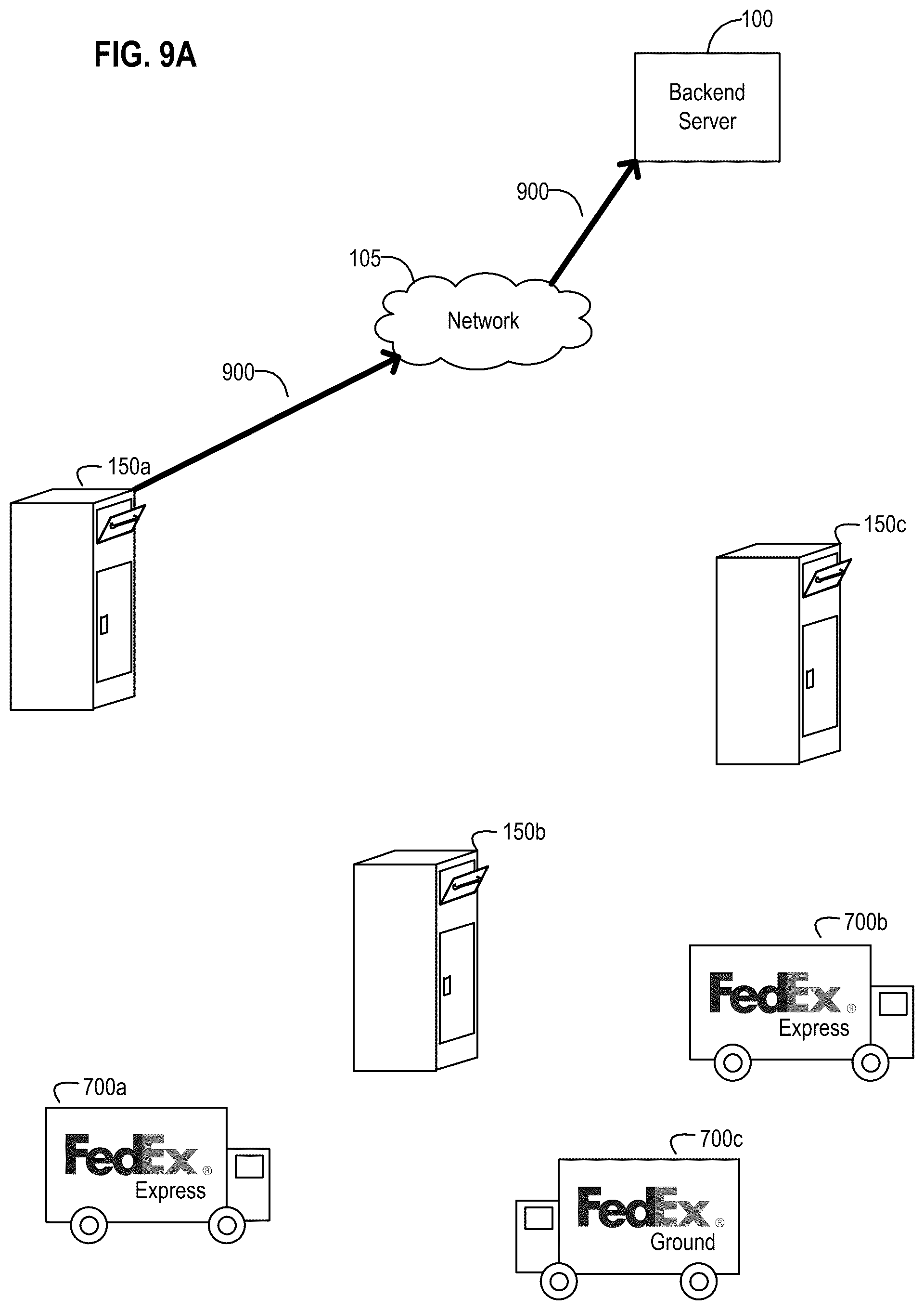 Patent US12591842 Figure 9 – Node-enabled logistics receptacle apparatus, systems, and methods with a deployable storage element for receiving and temporarily maintaining a delivery item