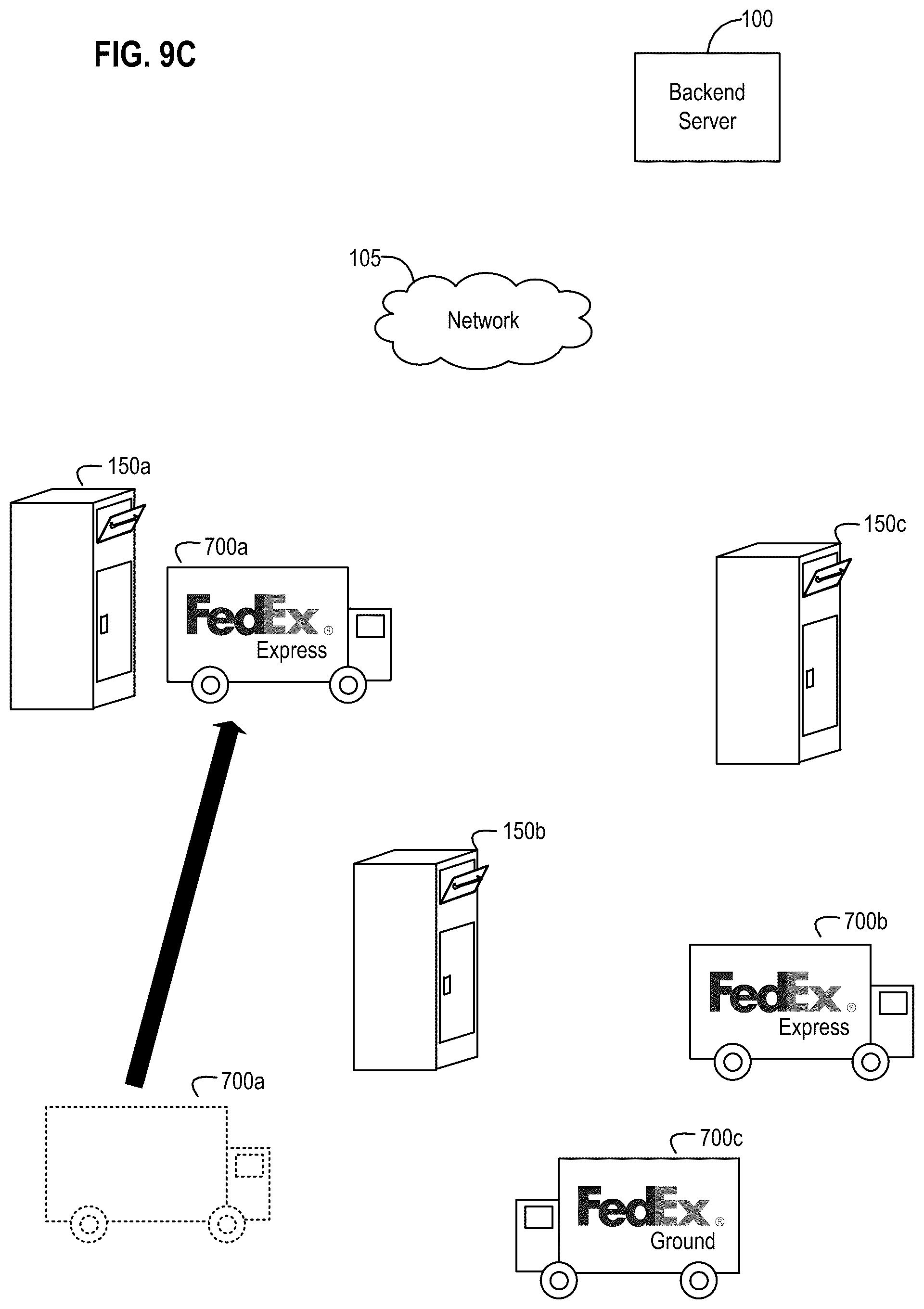 Patent US12591842 Figure 11 – Node-enabled logistics receptacle apparatus, systems, and methods with a deployable storage element for receiving and temporarily maintaining a delivery item